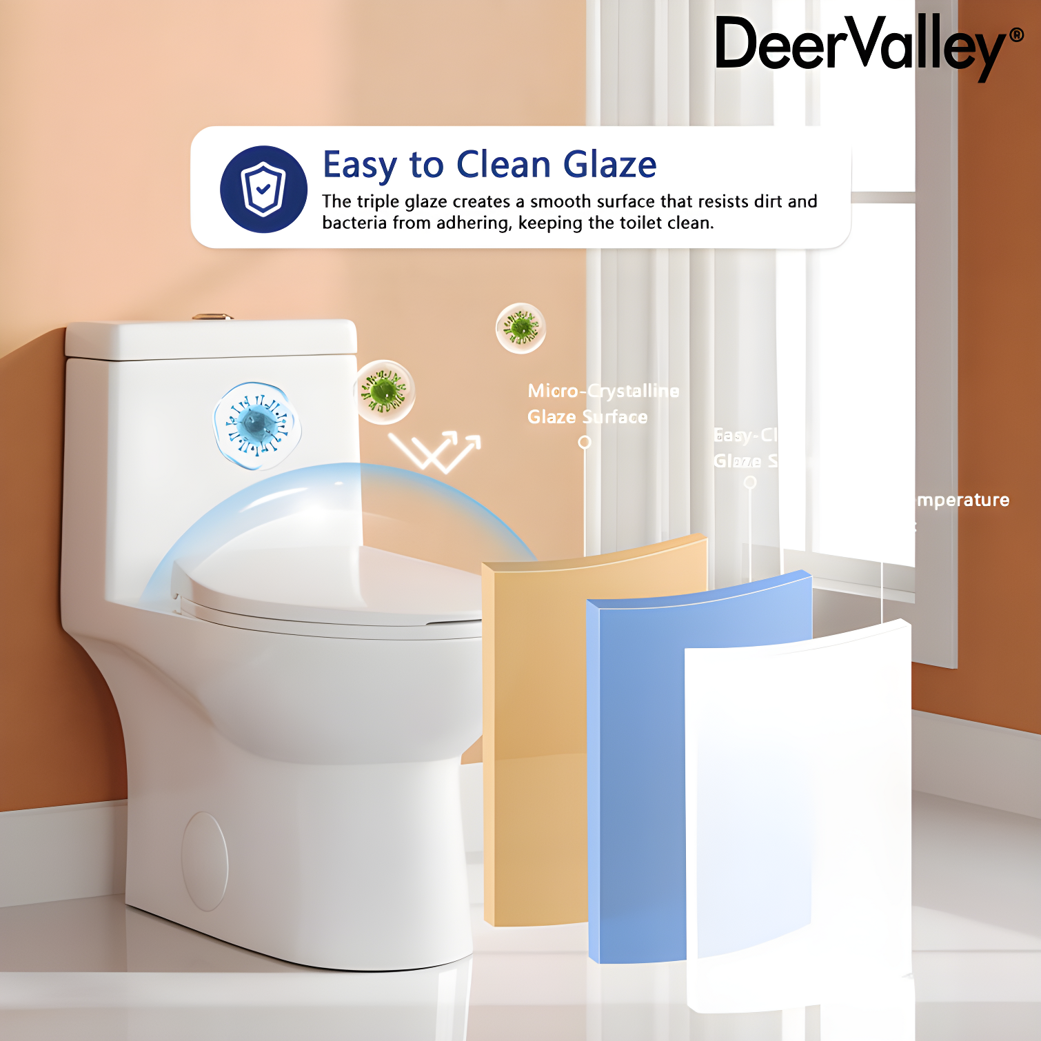 DeerValley Ally Dual-Flush Elongated One-Piece Toilet with Glazed Surface Modern Toilet with Comfort Seat Height  (Seat Included) DV-1F52816