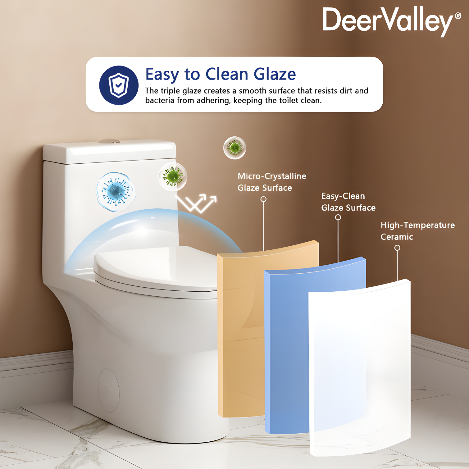 DeerValley Ally Dual-Flush Elongated One-Piece Toilet with Glazed Surface Modern Toilet with Comfort Seat Height  (Seat Included) DV-1F52816