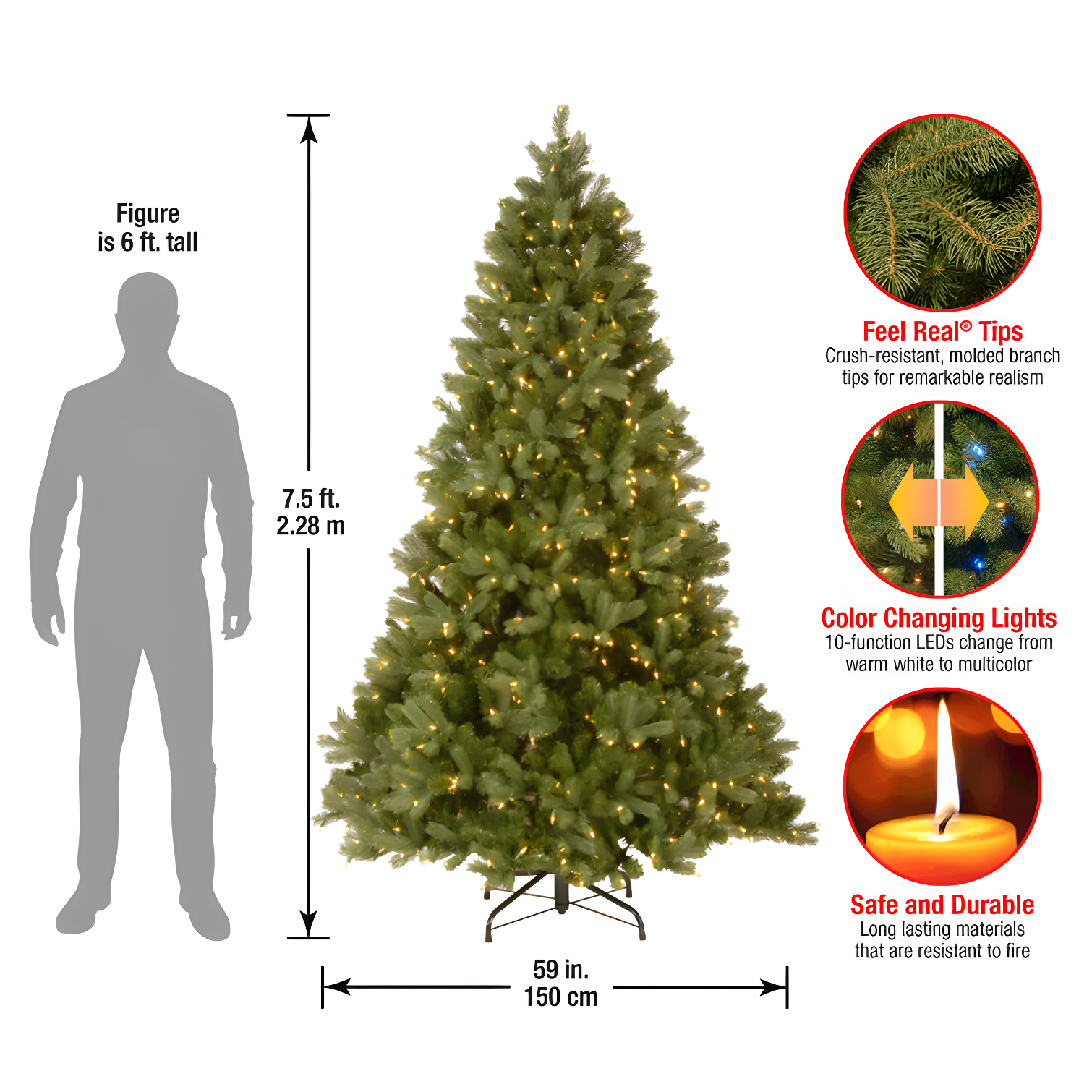 7.5' Unlit Feel Real Downswept Douglas Fir Artificial Christmas Tree - National Tree Company