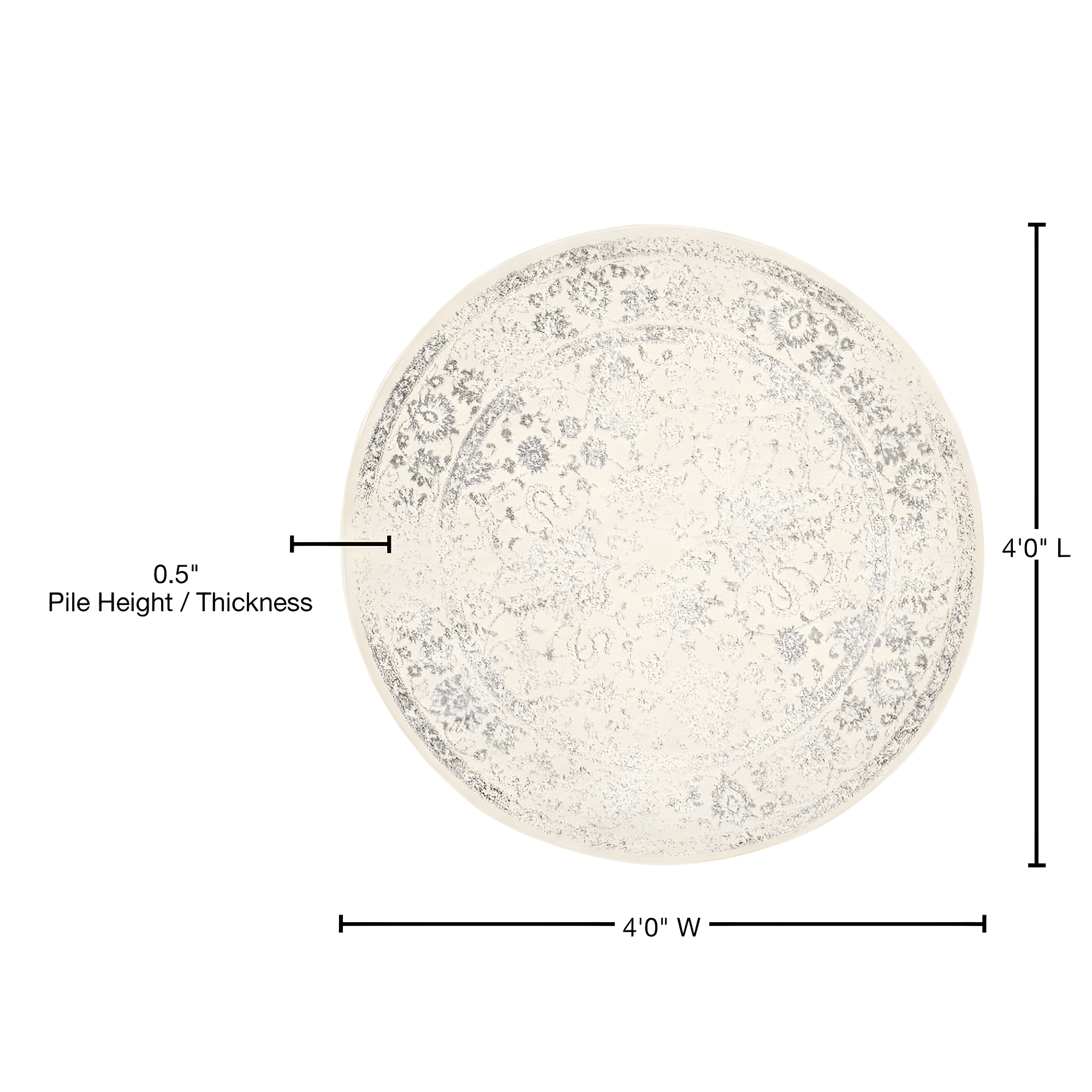Adirondack ADR109 Machine Made Indoor Area Rug - Ivory/Silver - 4' Round - Safavieh