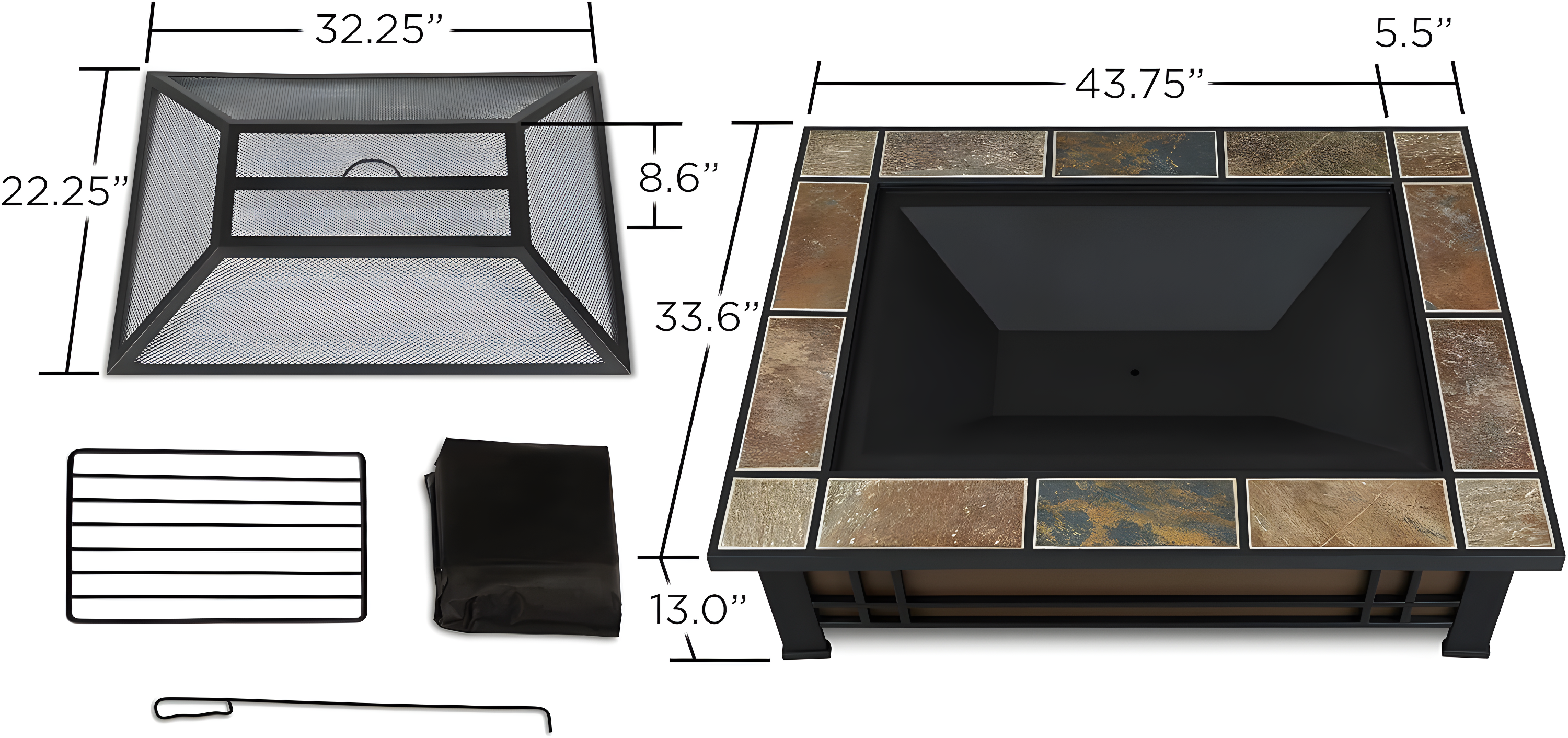 Hamilton Steel Wood Burning Fire Pit Table