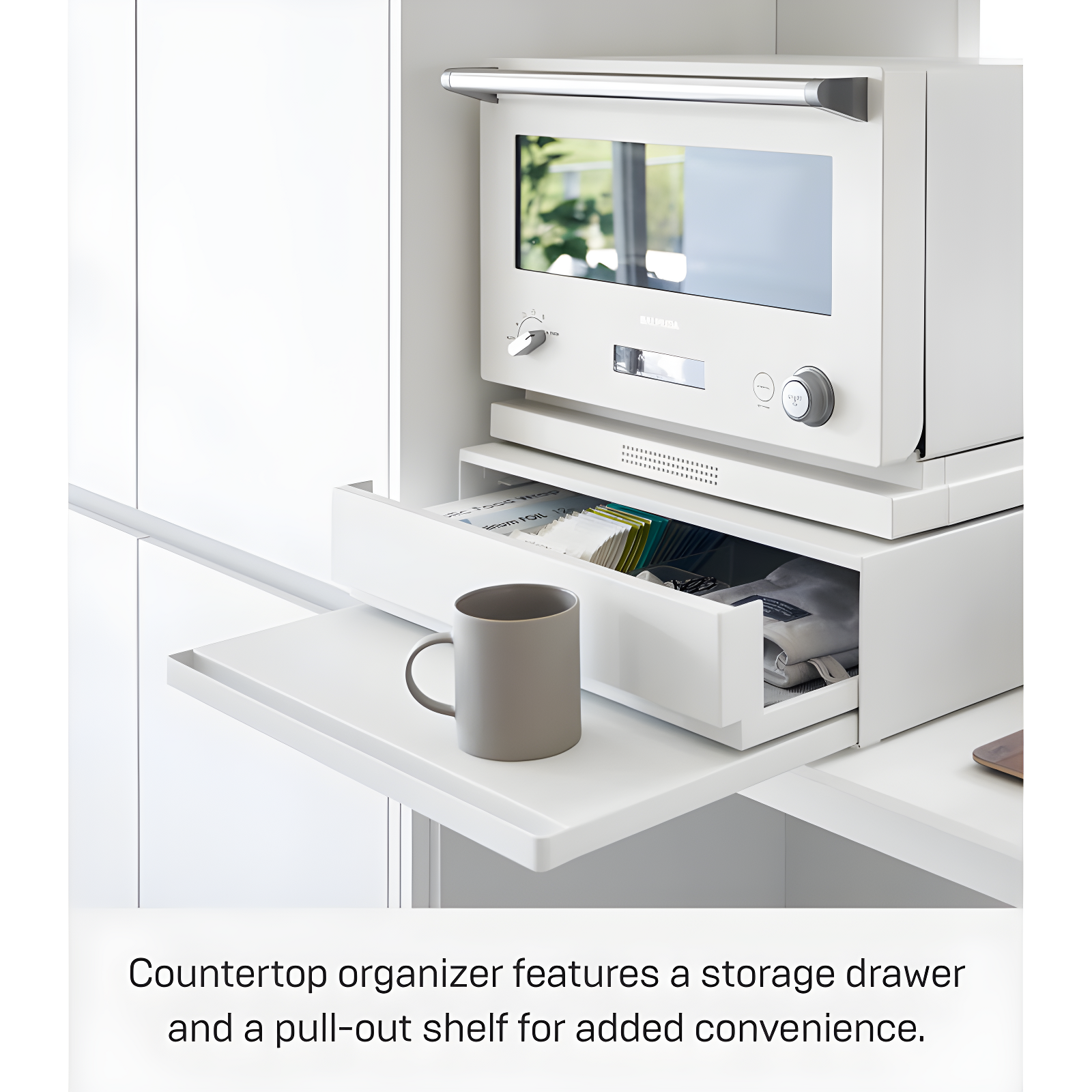 Yamazaki Home Yamazaki Home Countertop Drawer With Pull-Out Shelf, Steel, Holds 37 Lbs