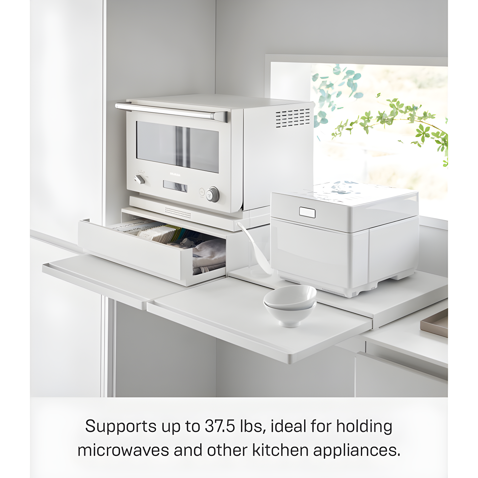 Yamazaki Home Yamazaki Home Countertop Drawer With Pull-Out Shelf, Steel, Holds 37 Lbs