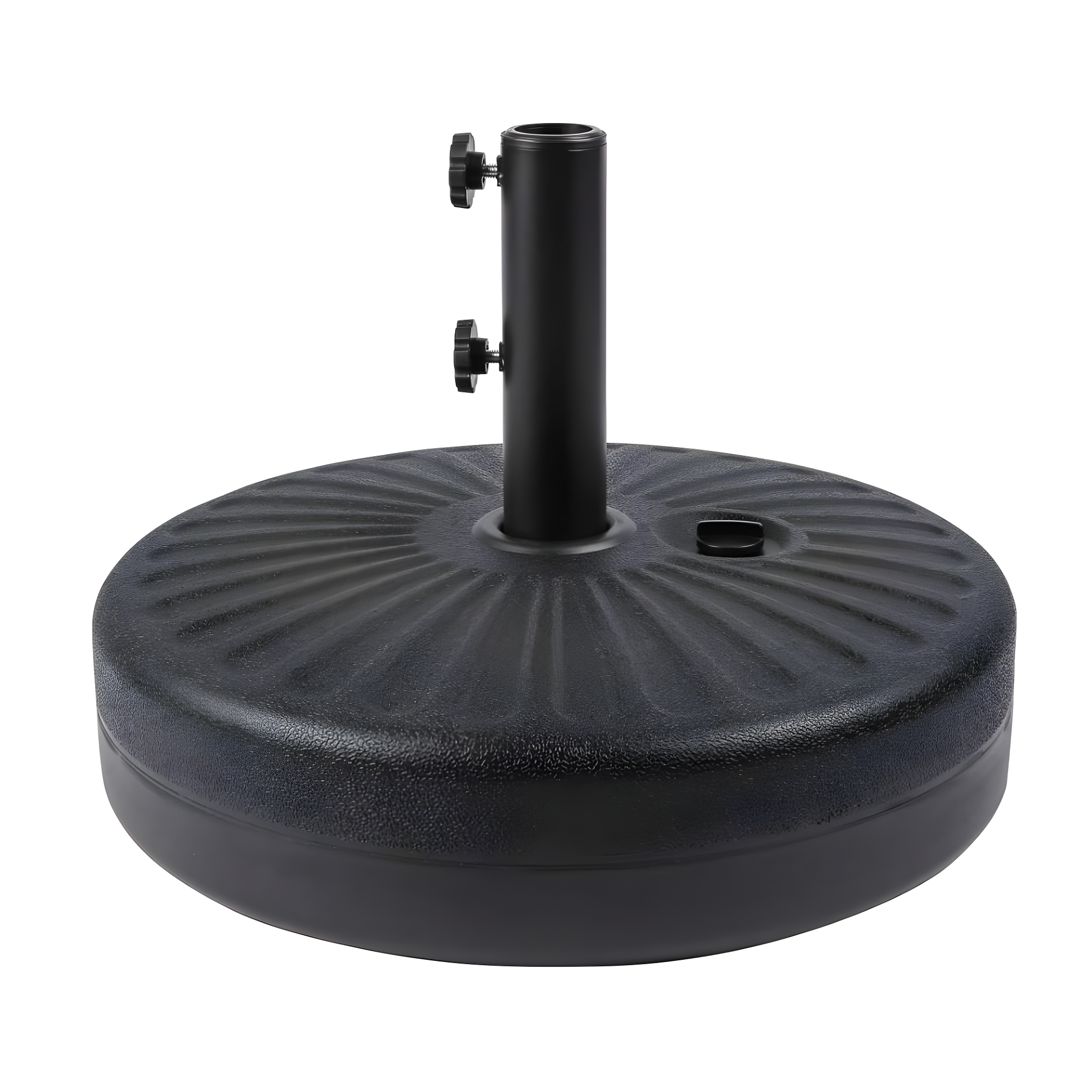 Polytrends Holme 9-foot Patio Umbrella and Base Stand Grey Stripe
