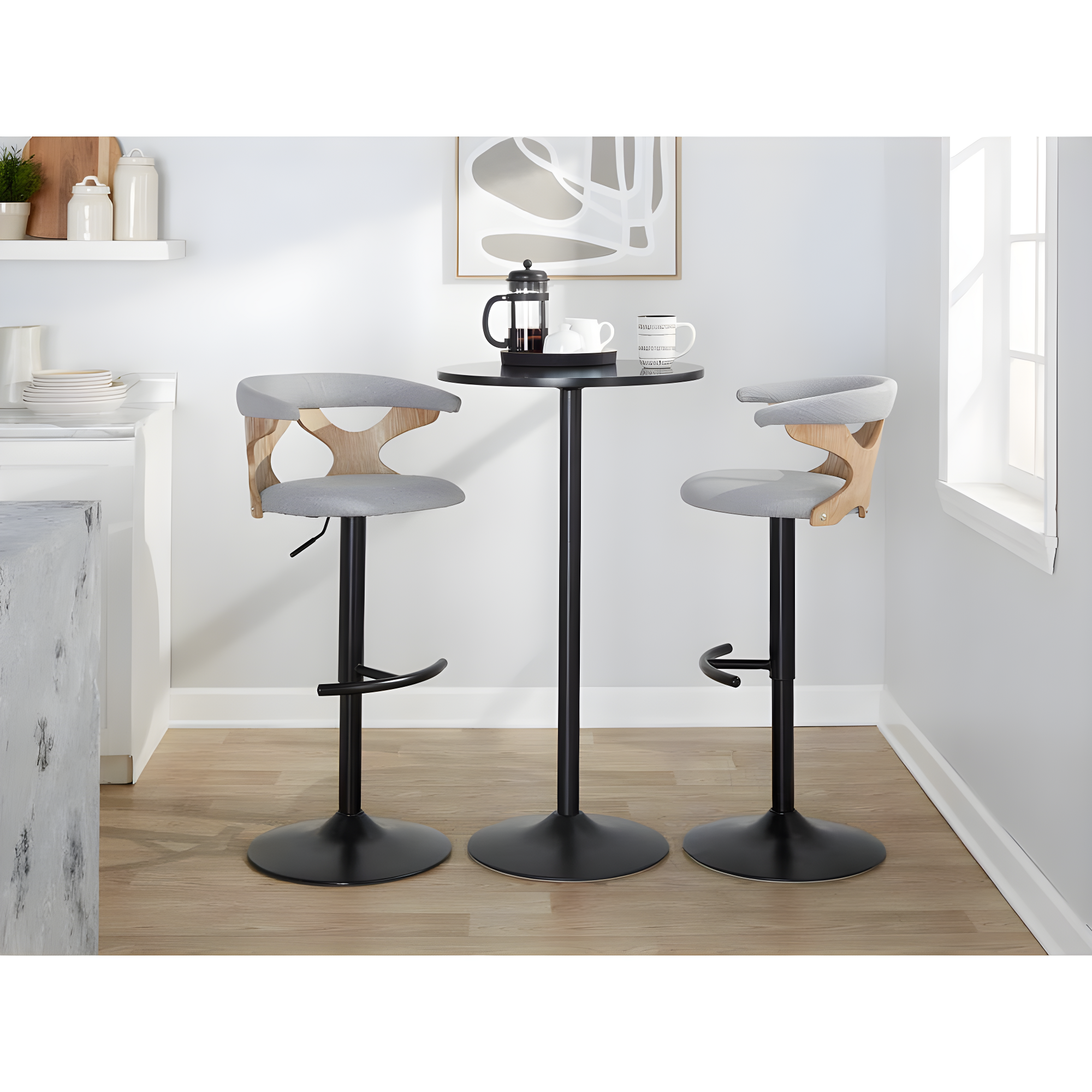 LumiSource White Gardenia Adjustable Barstool - Set of 2