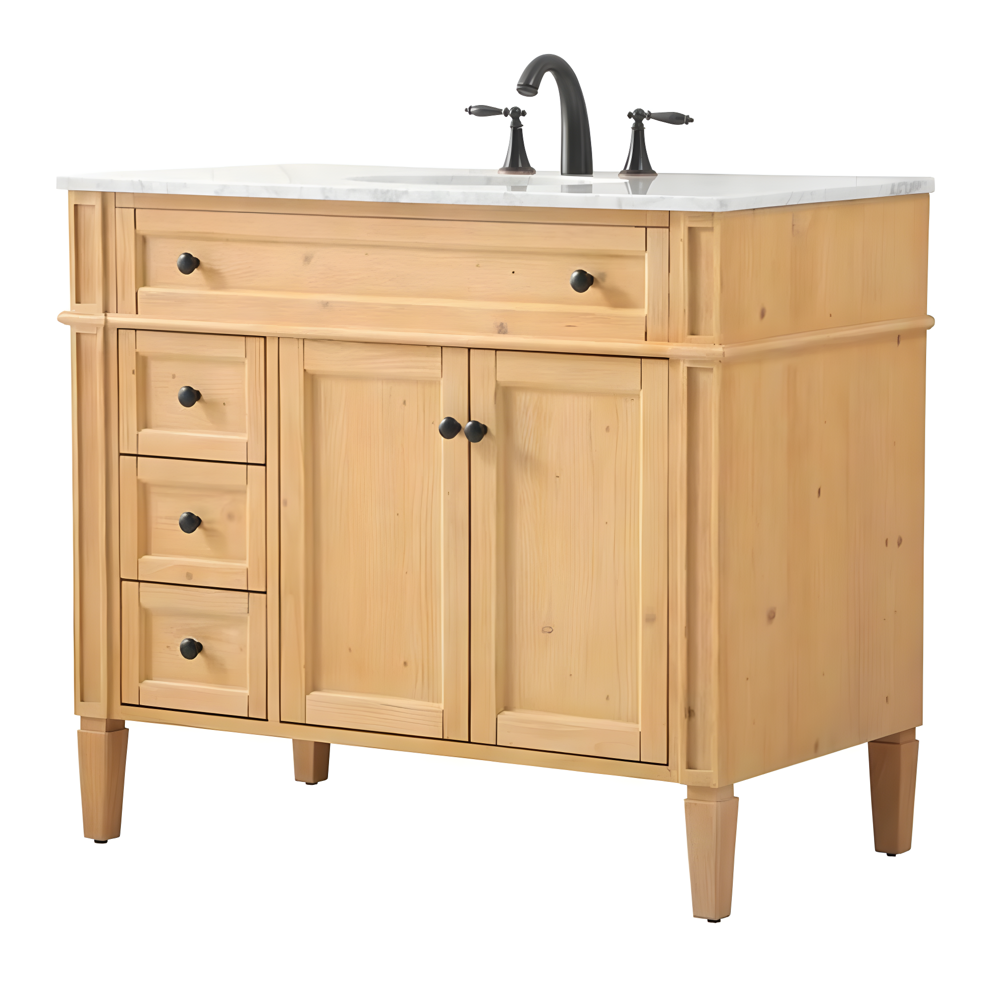 Rukie 40" Free-Standing Single Bathroom Vanity Set with Marble Vanity Top