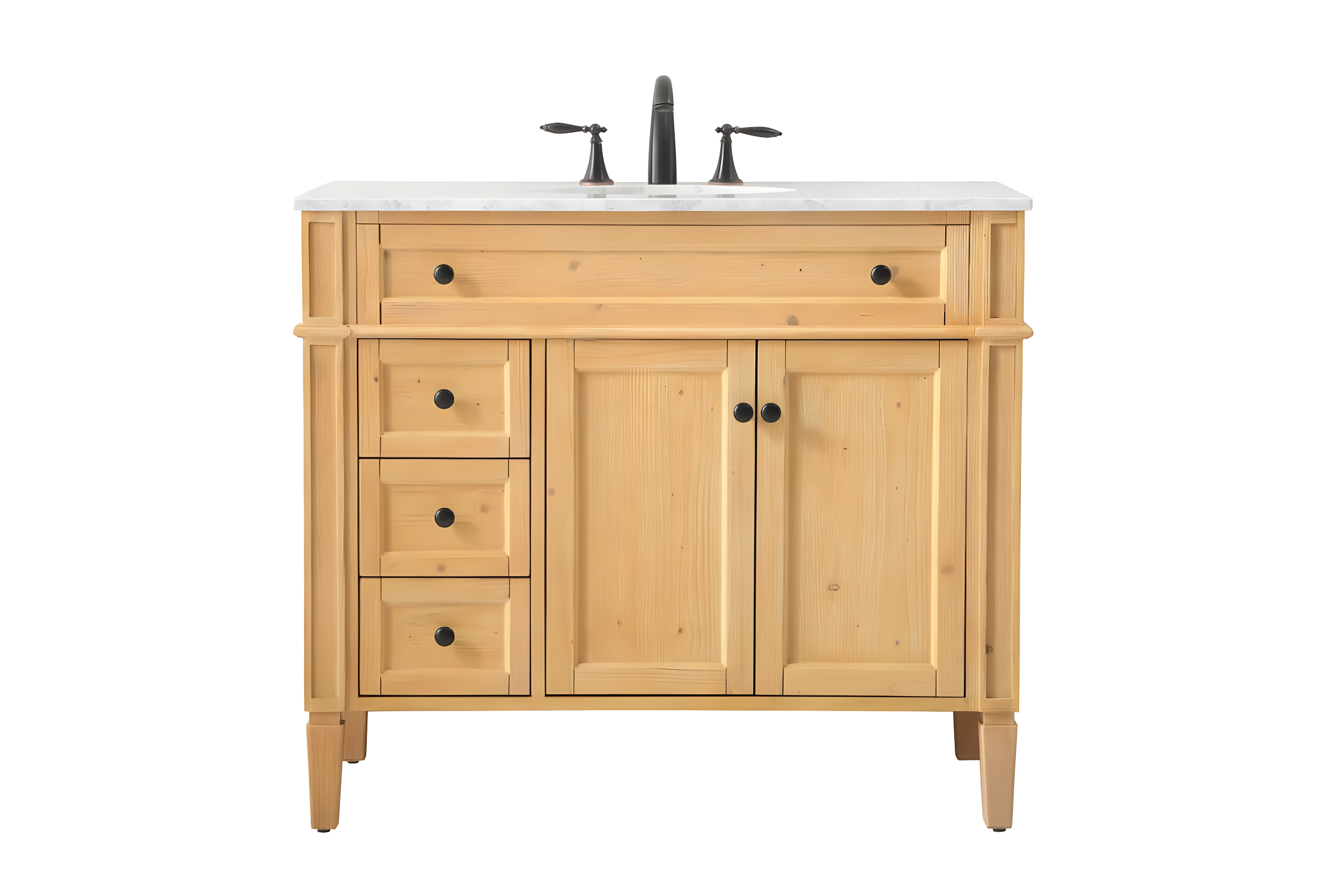 Rukie 40" Free-Standing Single Bathroom Vanity Set with Marble Vanity Top