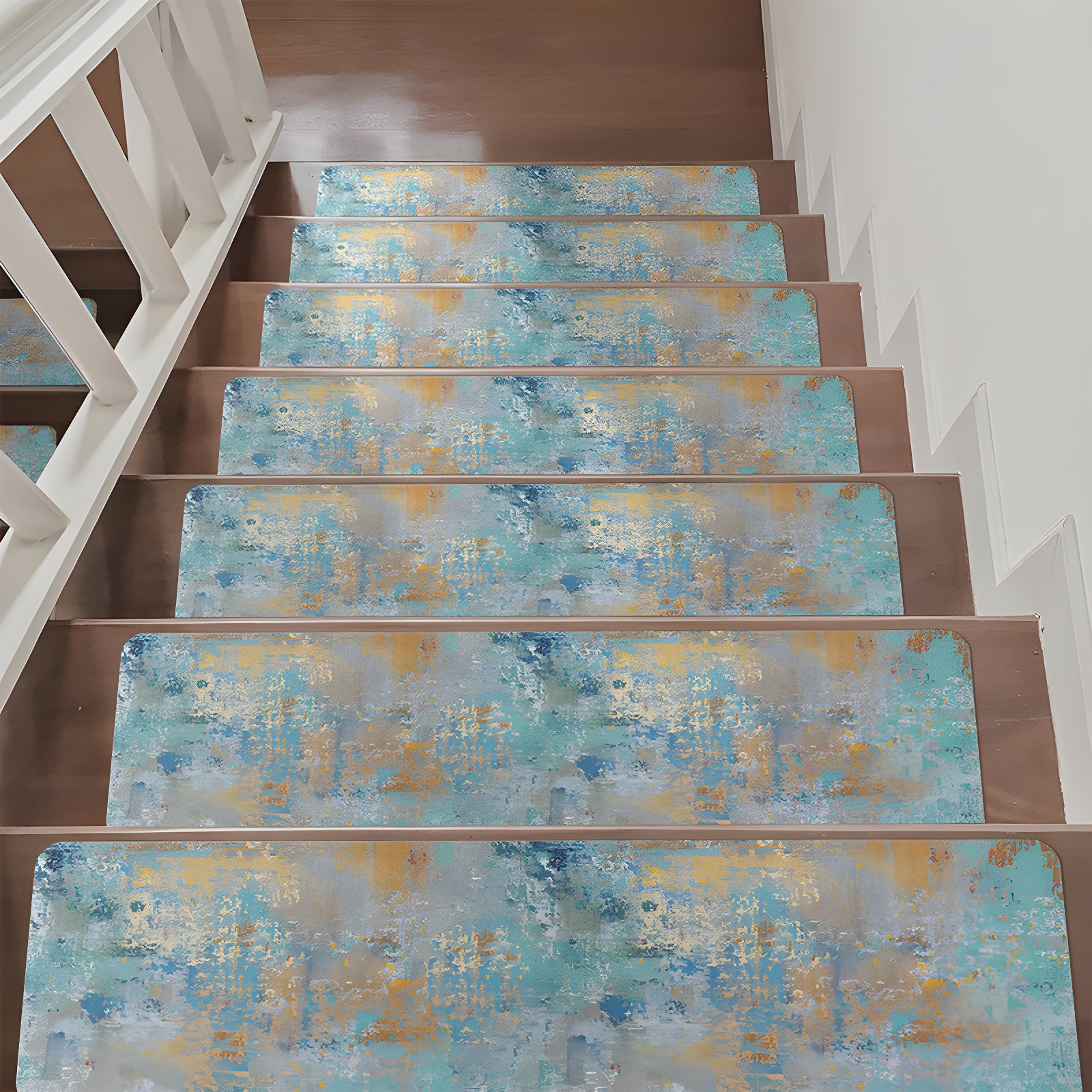 Stair Treads Non Slip for Wooden Steps, 15PCS 8"x30" Rosy Rubber Backing Stair Runner Mats