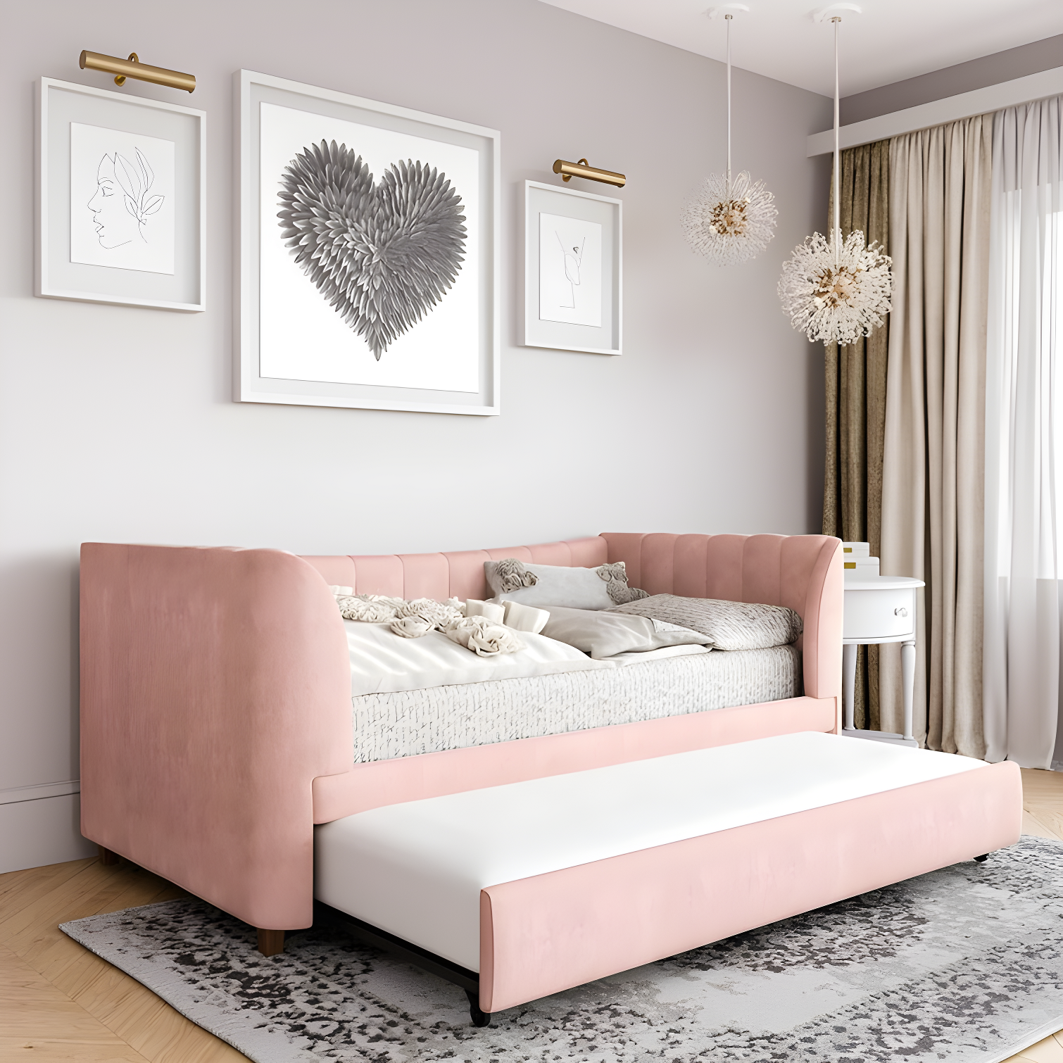 Valentina Twin Upholstered Daybed with Trundle