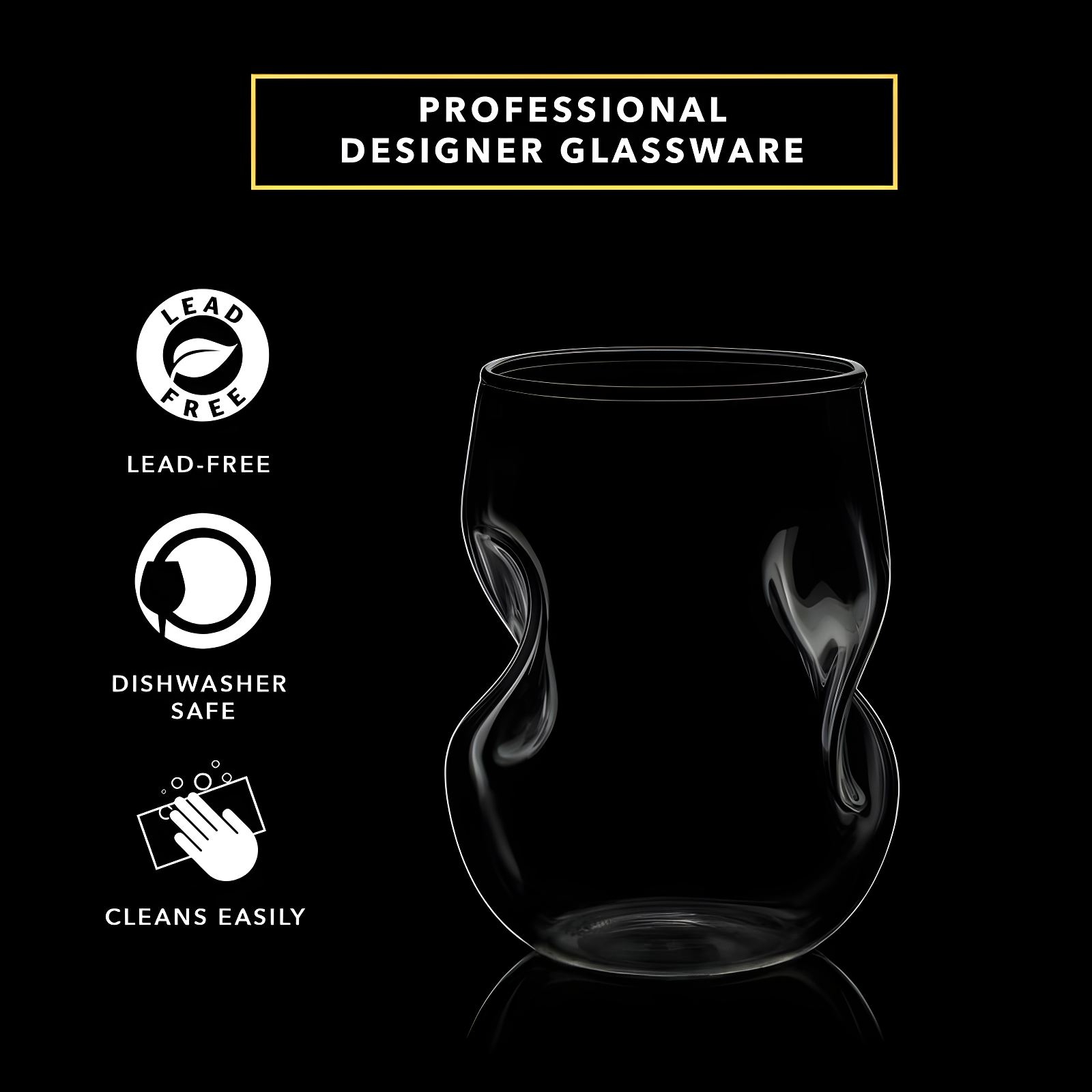 Dragon Glassware 16 oz Stemless Wine Glasses Clear Set of 2