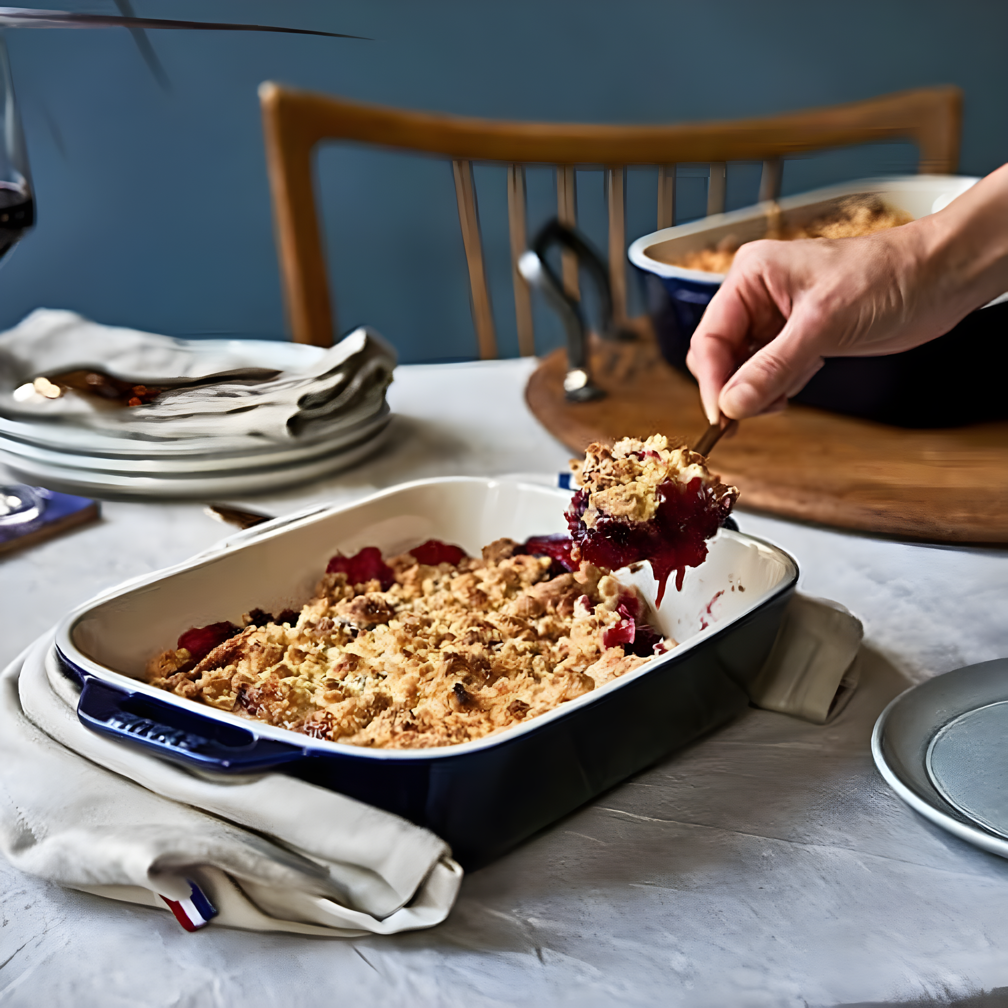 Staub Dark Blue Rectangular Bakers, Set of 3