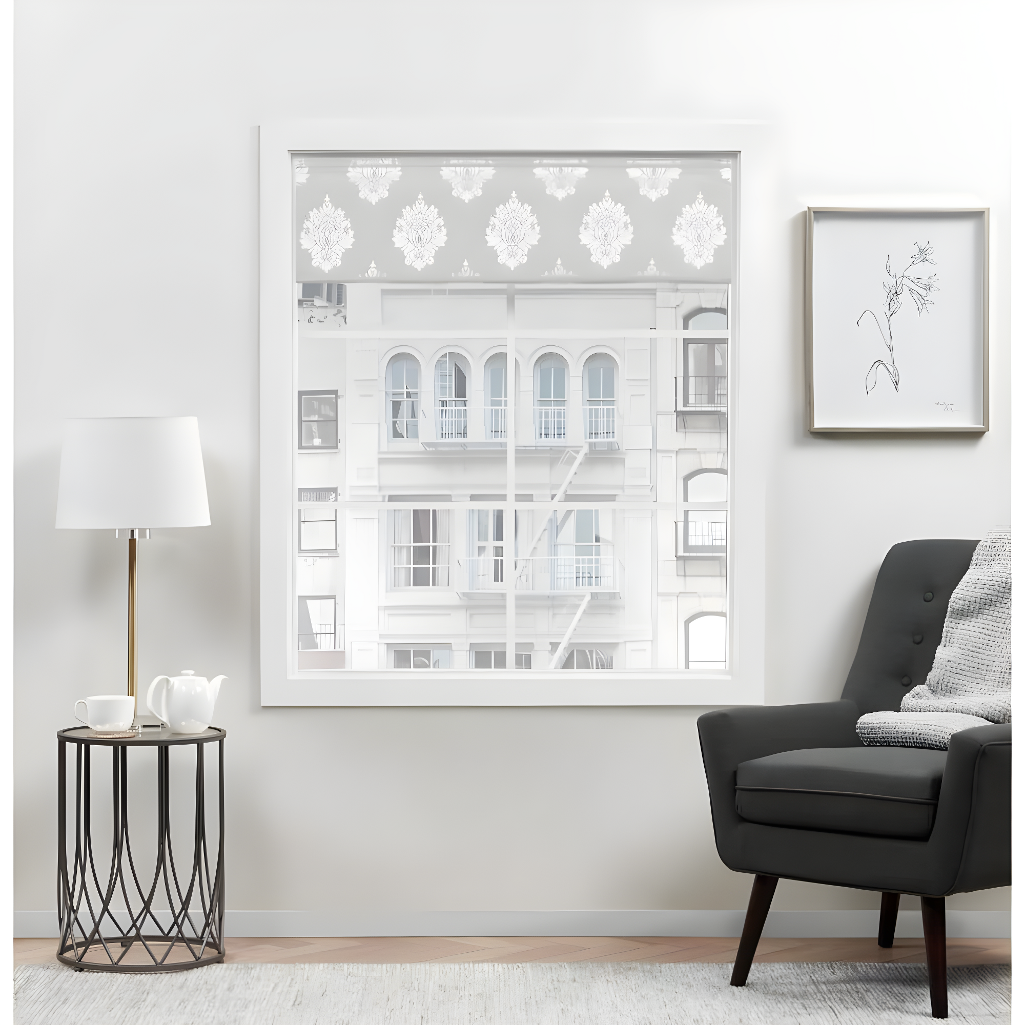 Amalgamated Textiles Exclusive Home Marseilles Damask 100% Blackout Roman Shade