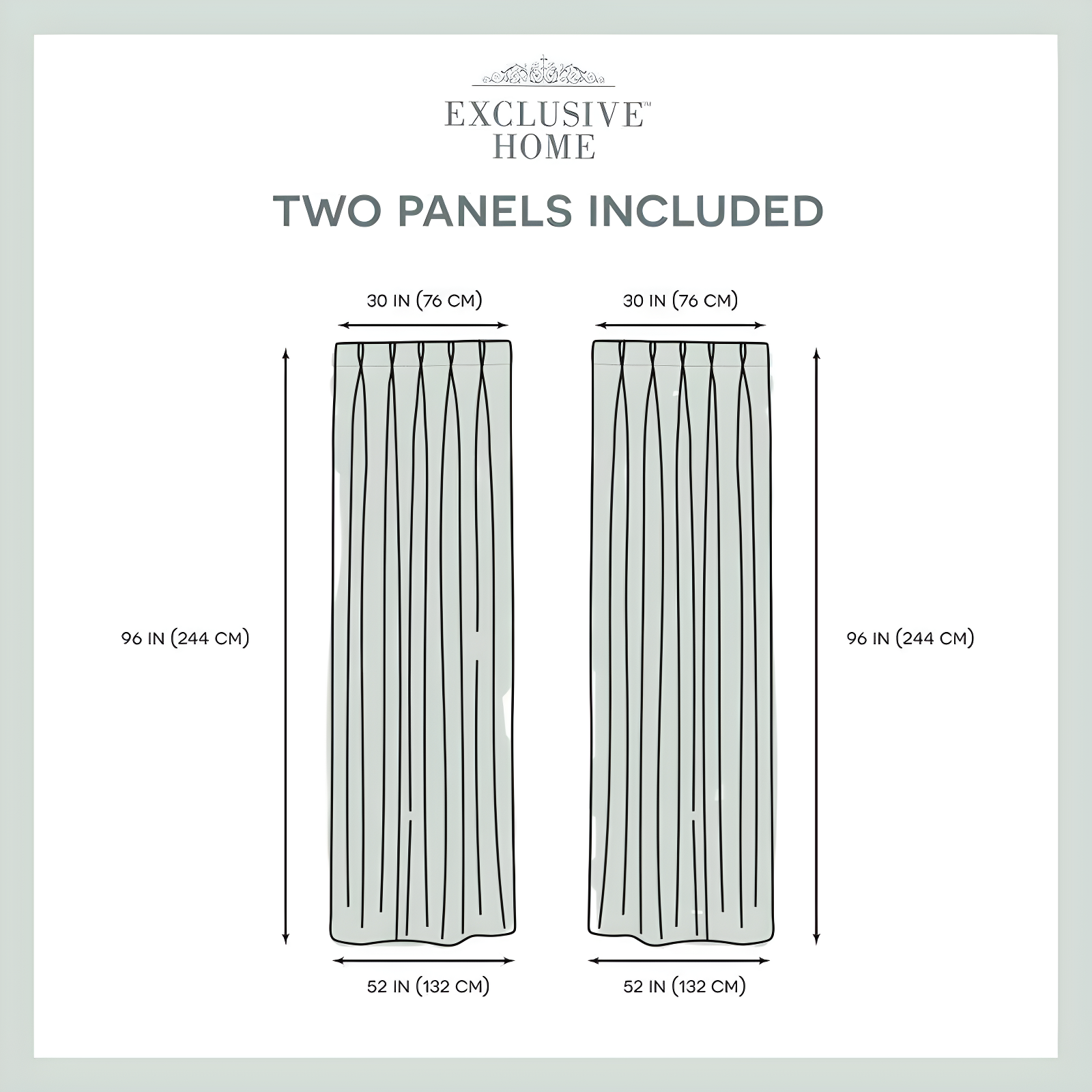 Set of 2 63"x30" Sateen Twill Woven Blackout Pinch Pleat Window Curtain Panel Veridian Gray - Exclusive Home