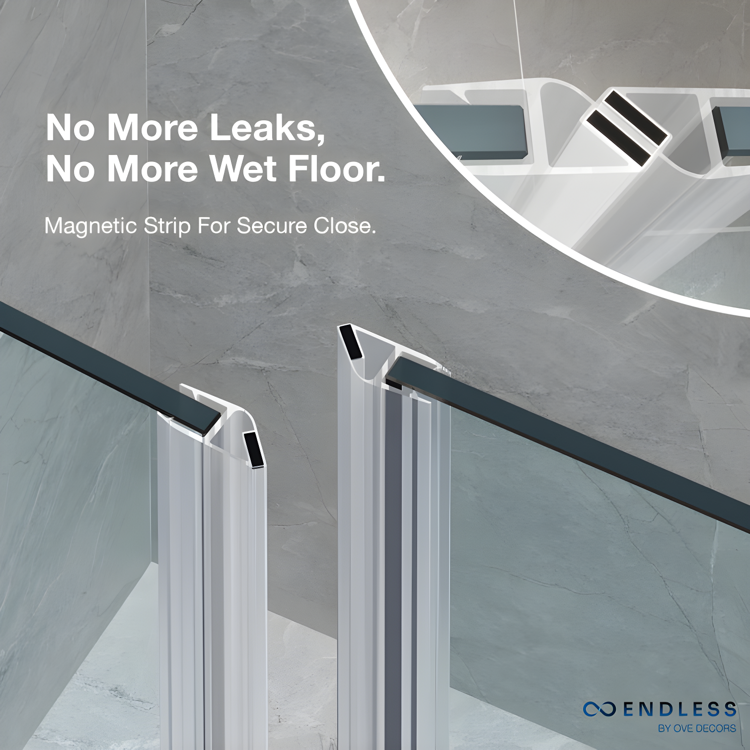 Endless Pasadena 40" W x 72" H Corner Frameless Shower Kit, Door, Panel, Base, Shelves