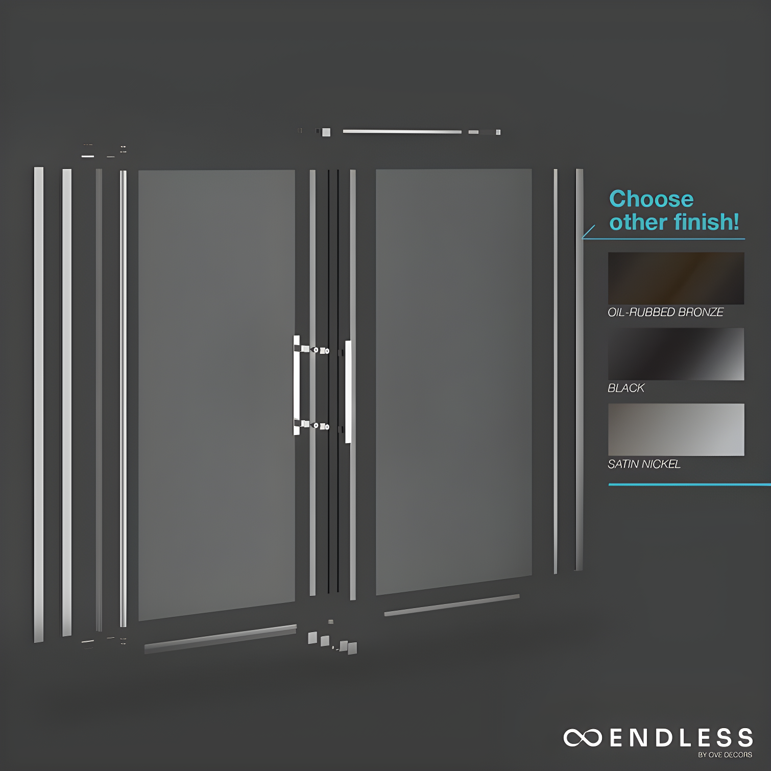 Endless Pasadena 40" W x 72" H Corner Frameless Shower Kit, Door, Panel, Base, Shelves