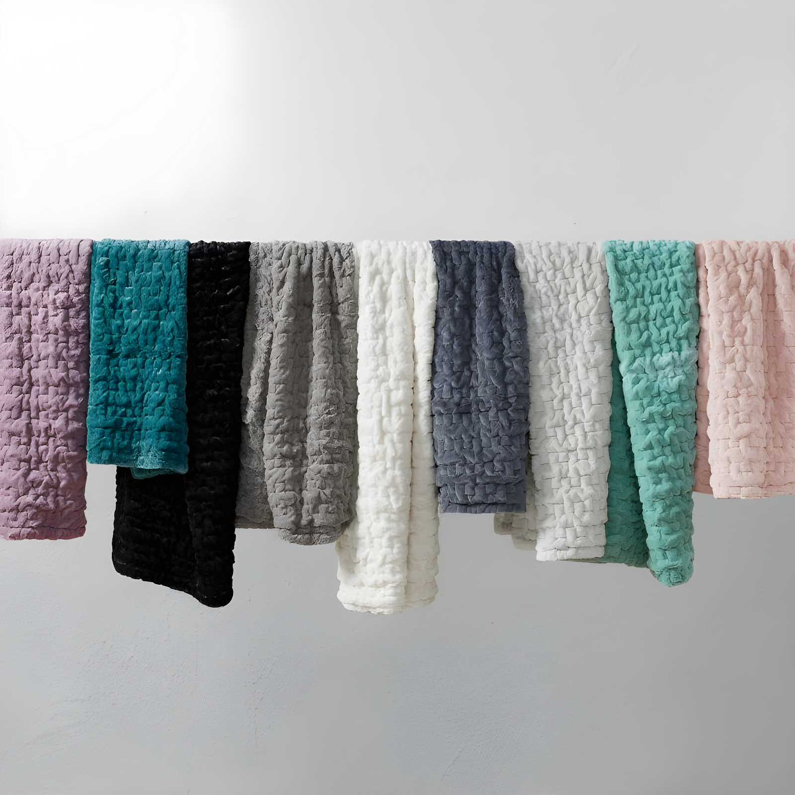 Madison Park Silver Ruched Fur Throw 50x60"