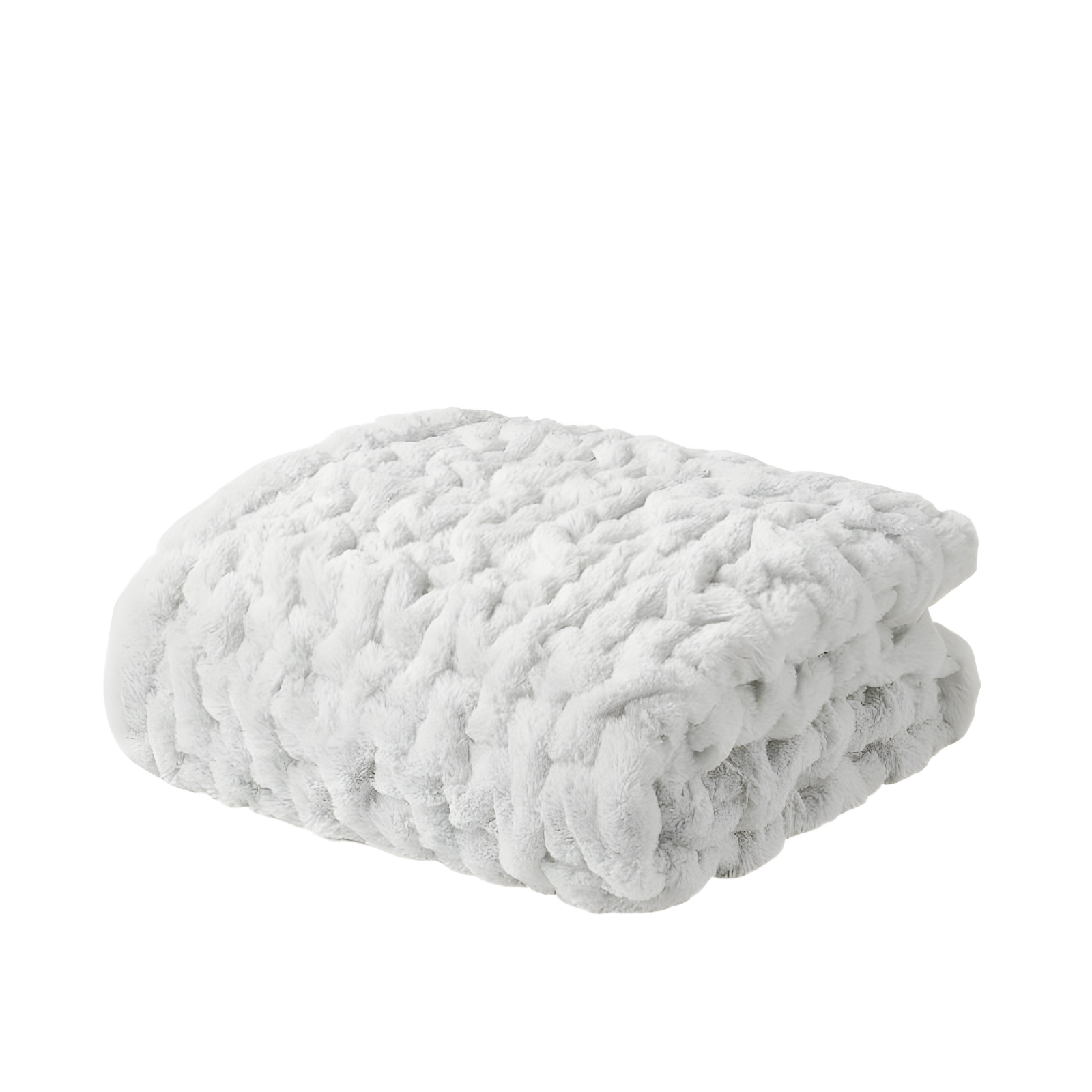 Madison Park Silver Ruched Fur Throw 50x60"