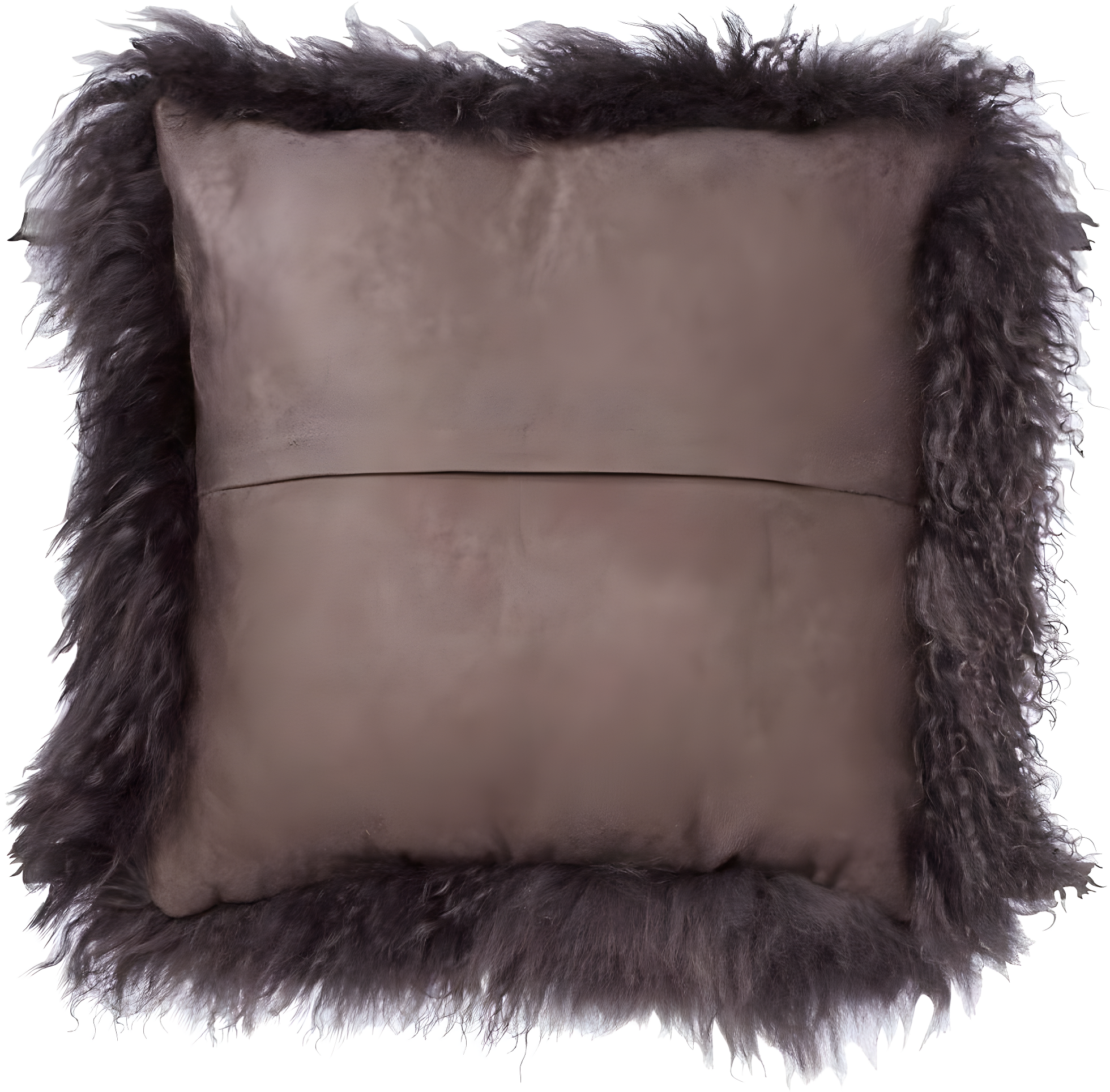 SARO  16 in. Square Wool Mongolian Lamb Fur Throw Pillow  Grey