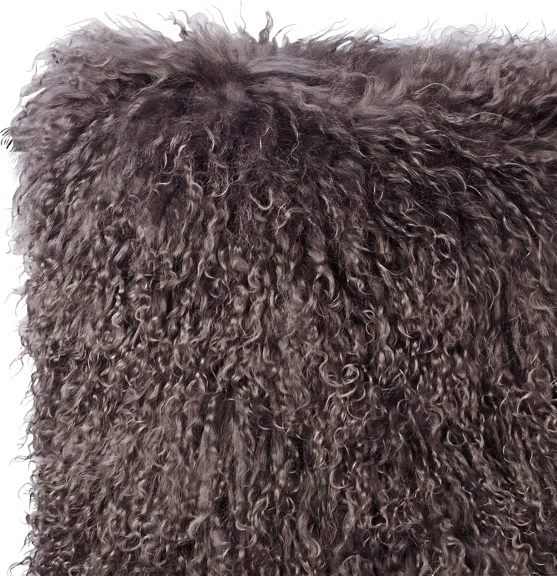 SARO  16 in. Square Wool Mongolian Lamb Fur Throw Pillow  Grey
