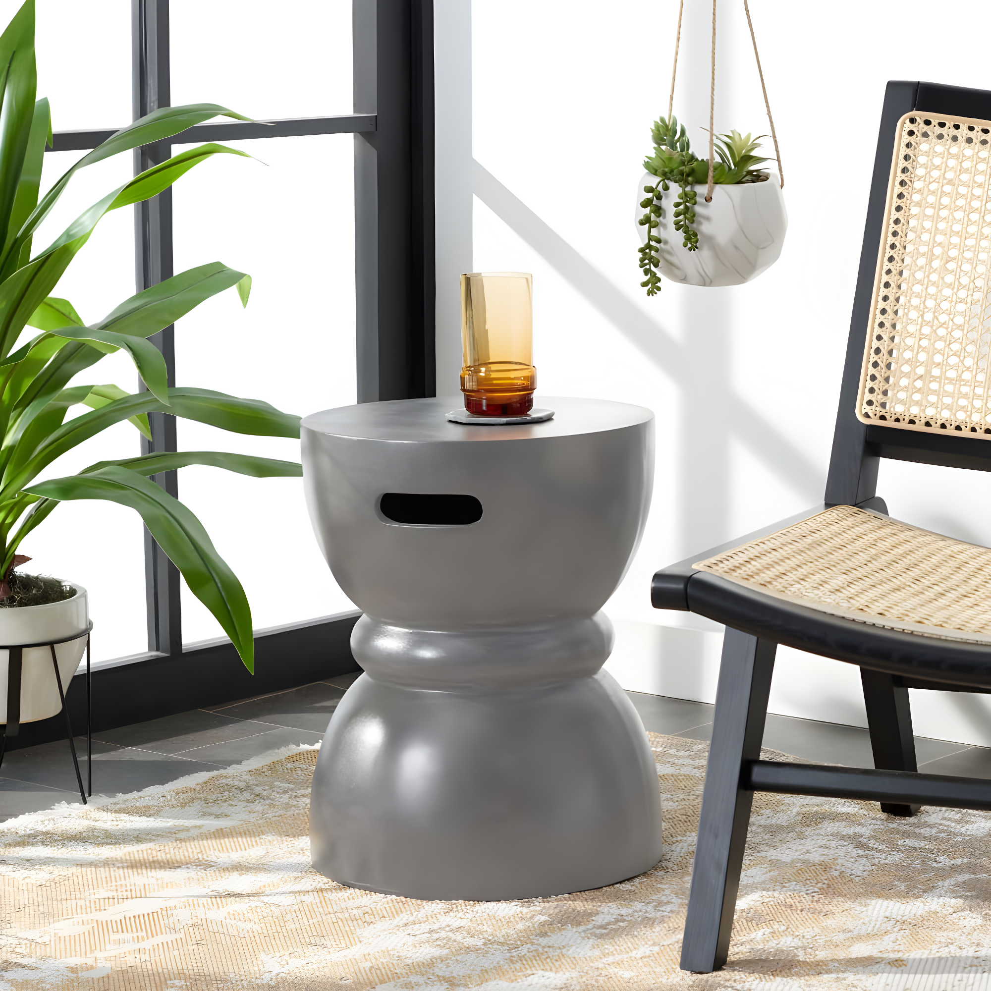Haruki Accent Stool - Indoor/Outdoor - VNN1006 - Gray - Safavieh