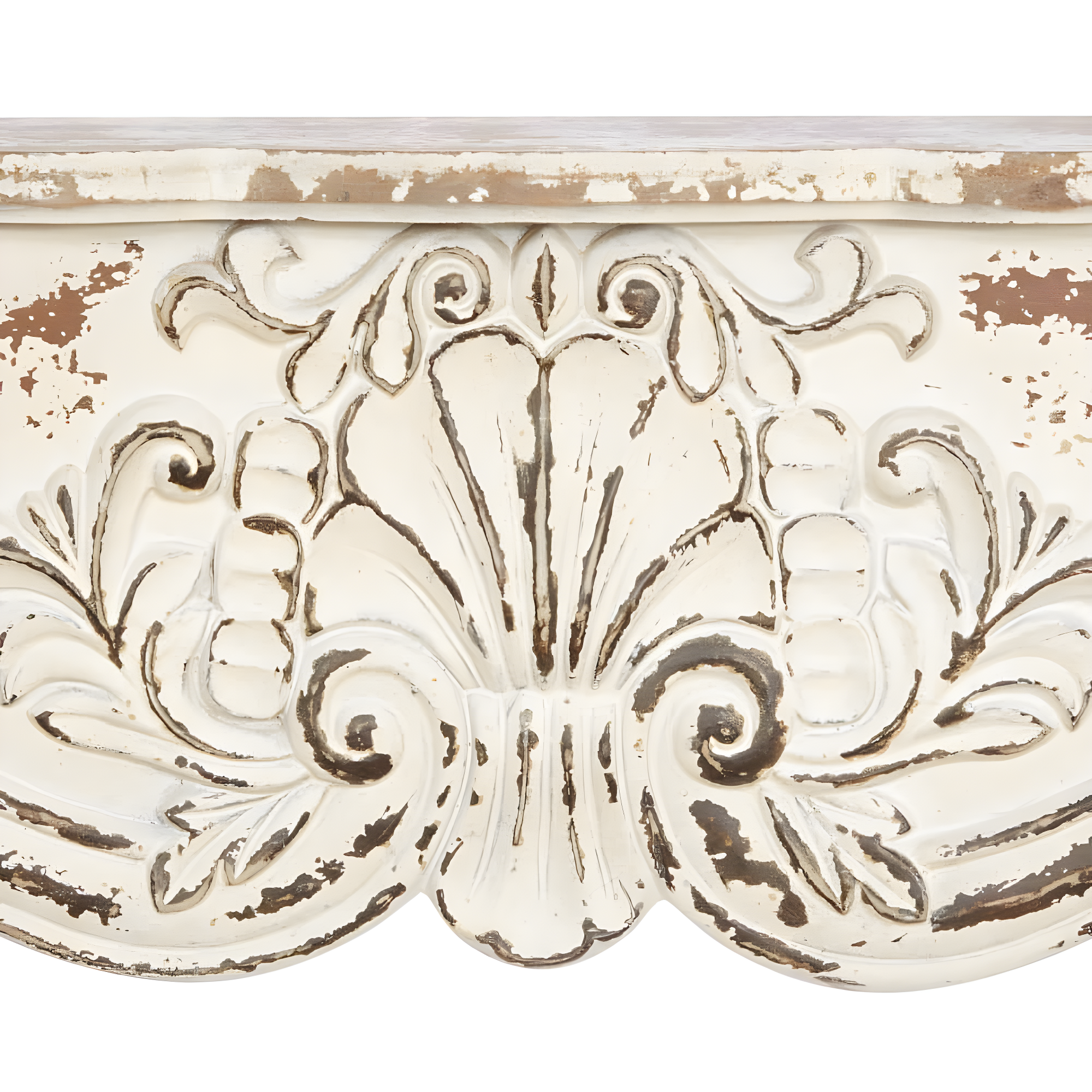 Kelly Clarkson Home Elicia White Wood Scroll Distressed 1 Shelf Room Wall Shelf