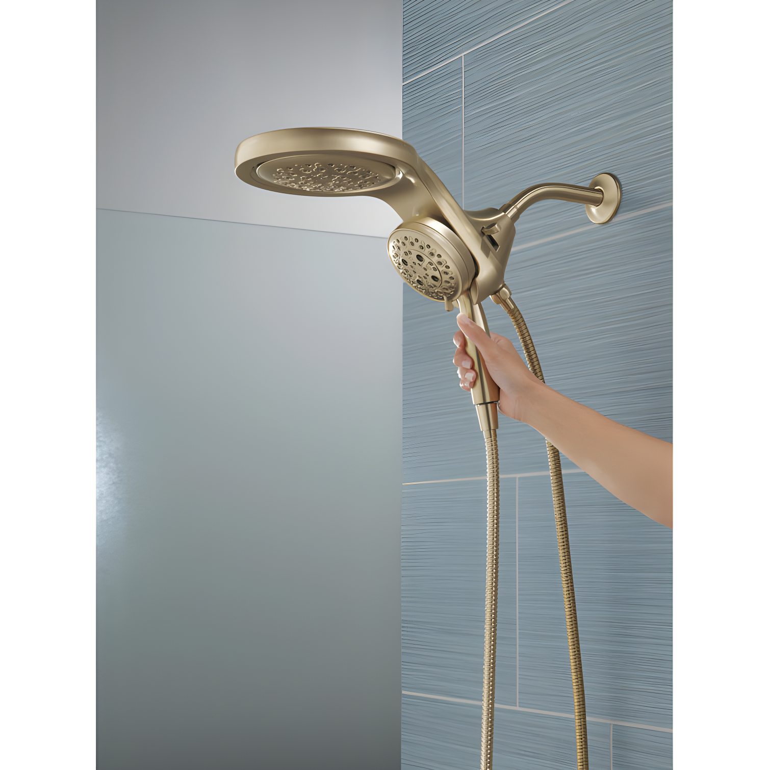 Hydrorain 5 Spray Dual Shower Head and Handheld Shower with Lumicoat and H2Okinetic 2.5 GPM