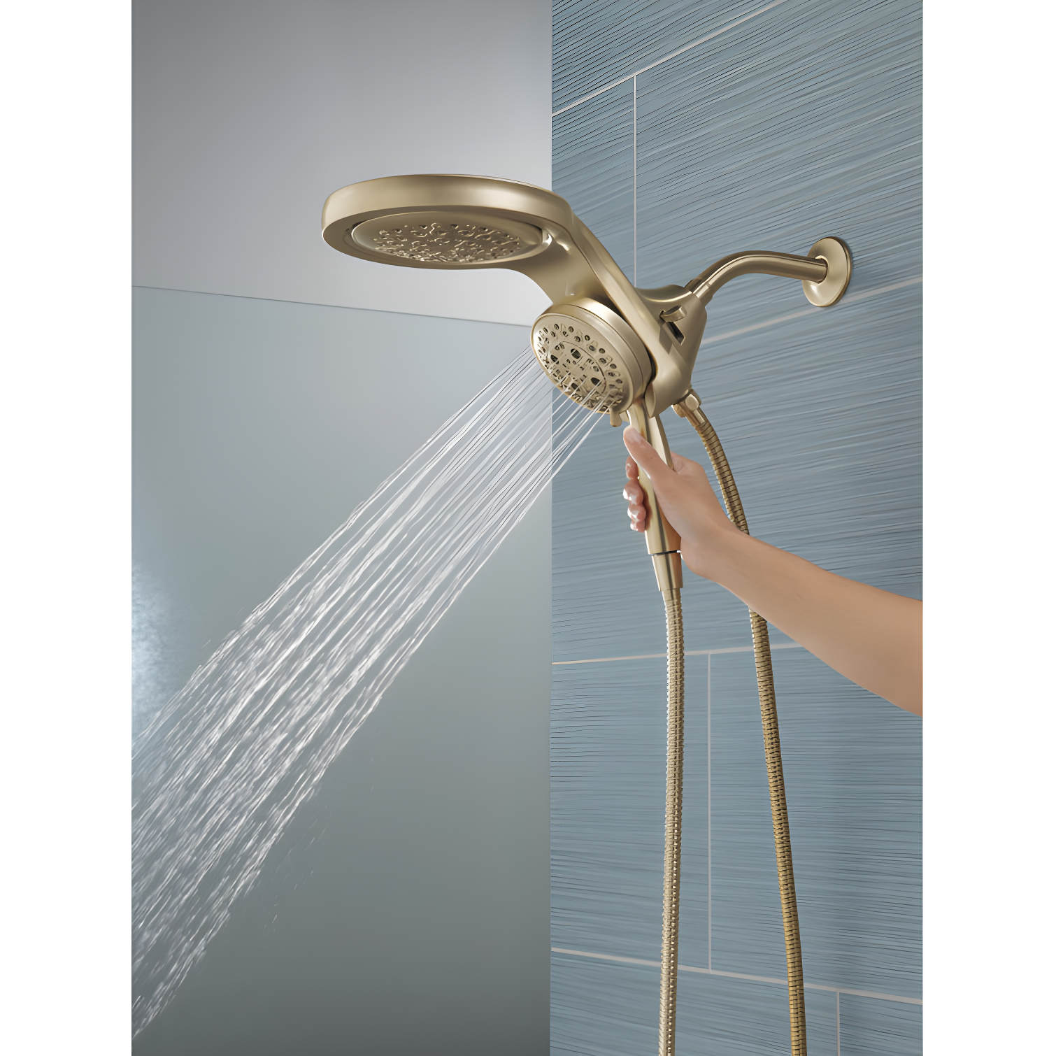 Hydrorain 5 Spray Dual Shower Head and Handheld Shower with Lumicoat and H2Okinetic 2.5 GPM