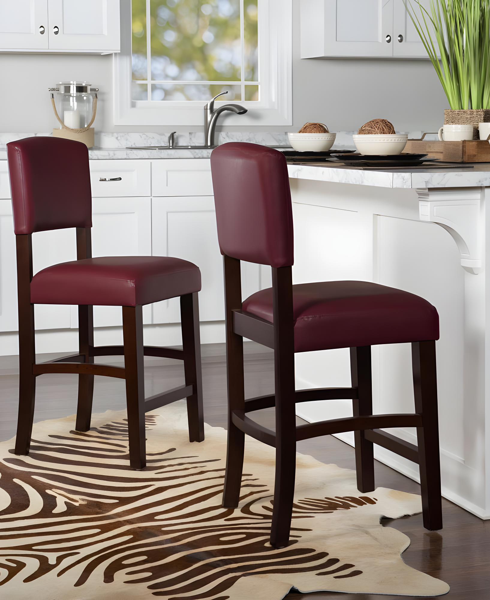 24" Monaco Padded Back Faux Leather Counter Height Barstool , Espresso Finish - Linon