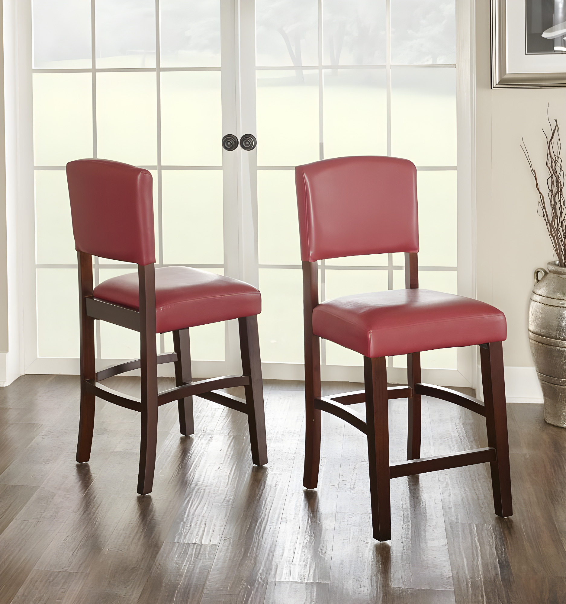 24" Monaco Padded Back Faux Leather Counter Height Barstool , Espresso Finish - Linon