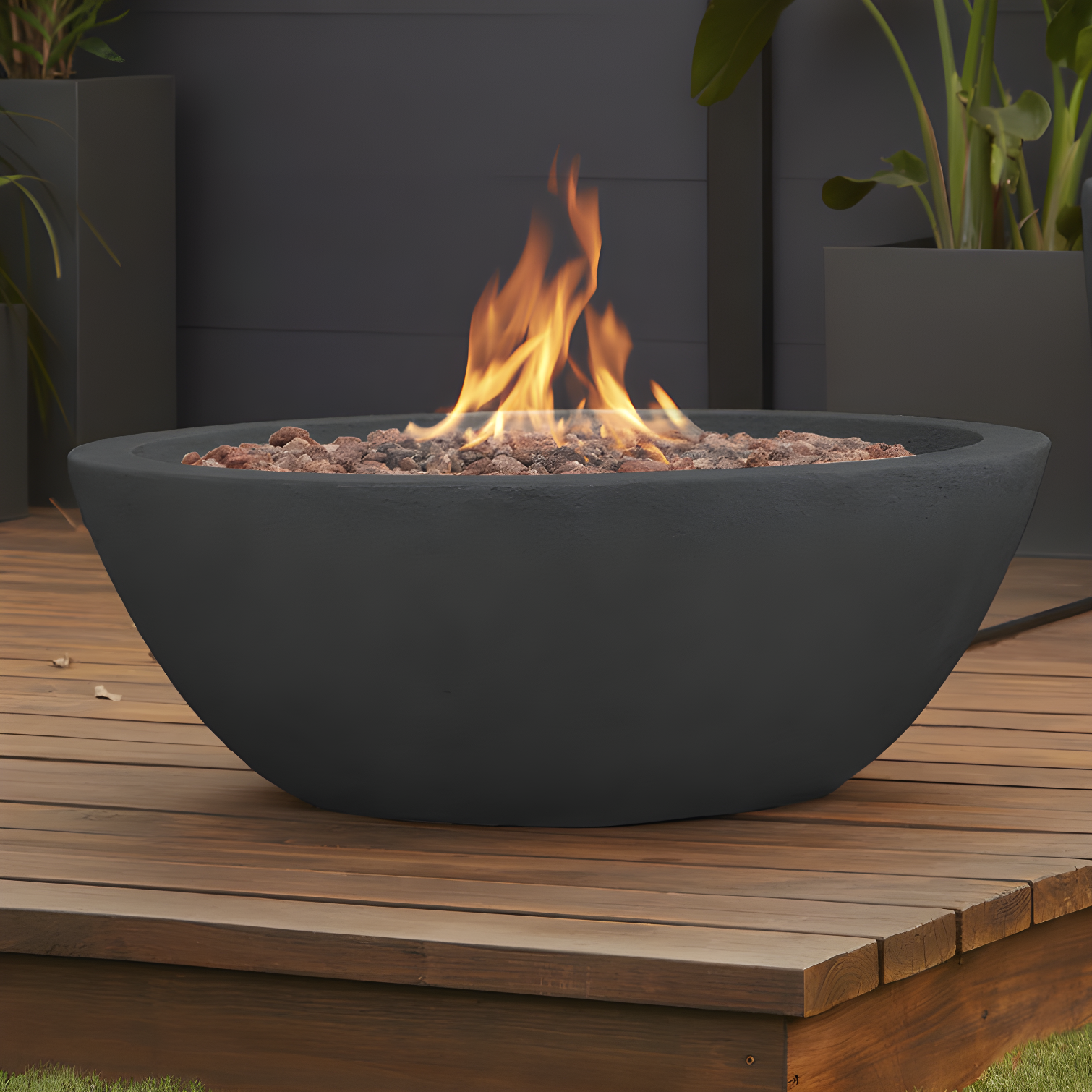 Fernanda Fire Bowl - Shale / Round