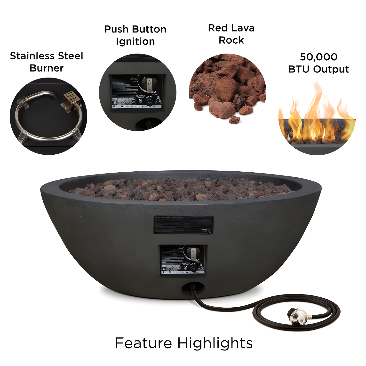 Fernanda Fire Bowl - Shale / Round