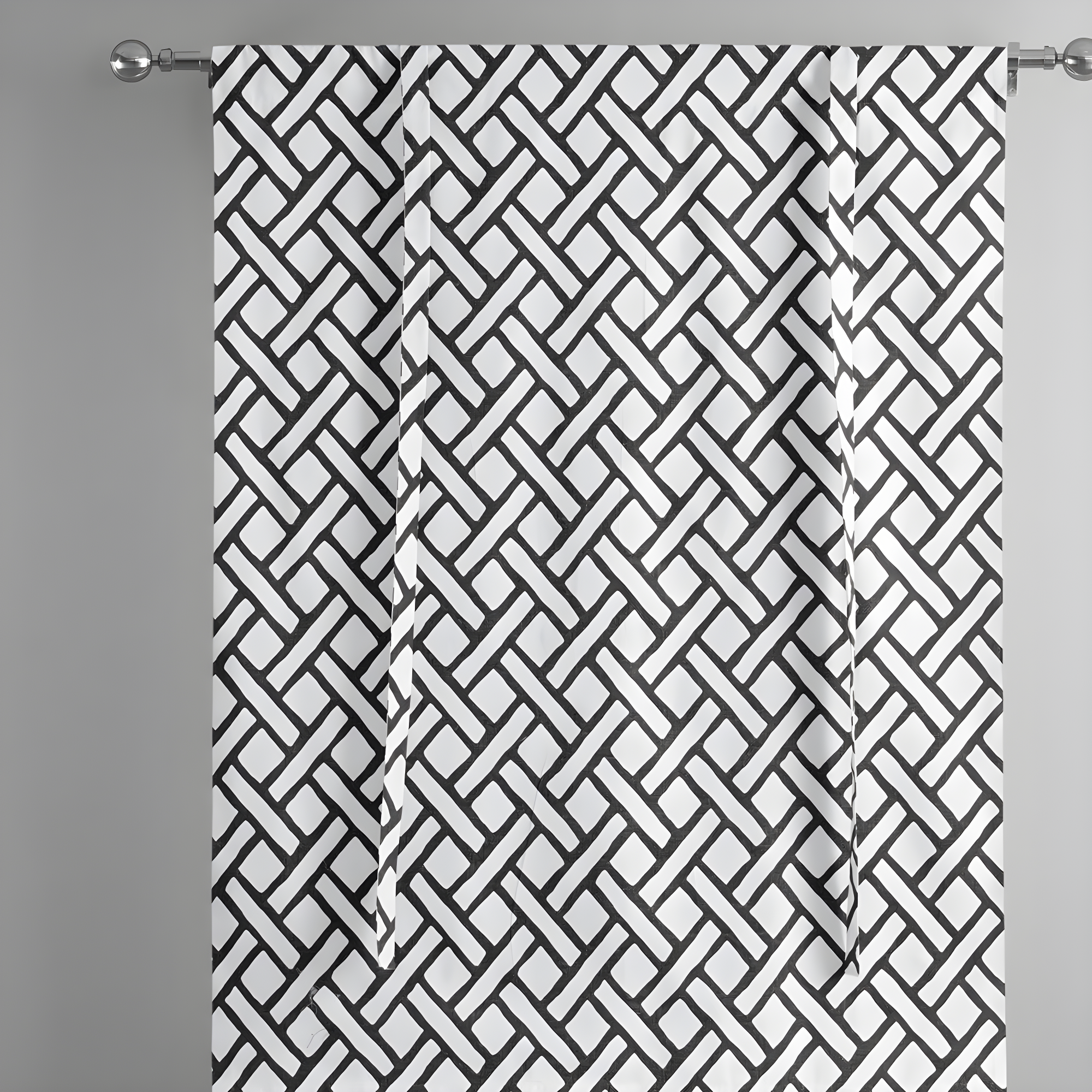HPD Half Price Drapes Printed Cotton Room Darkening Tie Up Curtains for Windows - 46 x 63 Roll Up Balloon Curtain for Living Room, Kitchen (1 Panel), PRCT-TUD215C-63, Garden Path Black