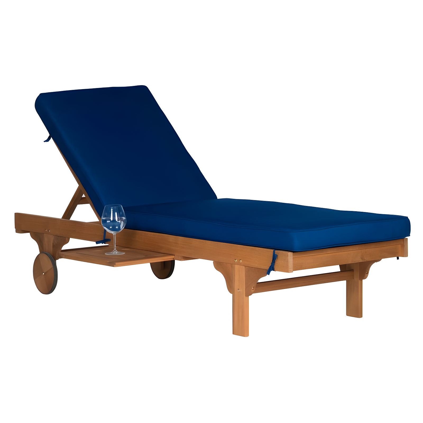 Newport Lounge Chair - Outdoor - PAT7022 - Natural/Navy -Safavieh