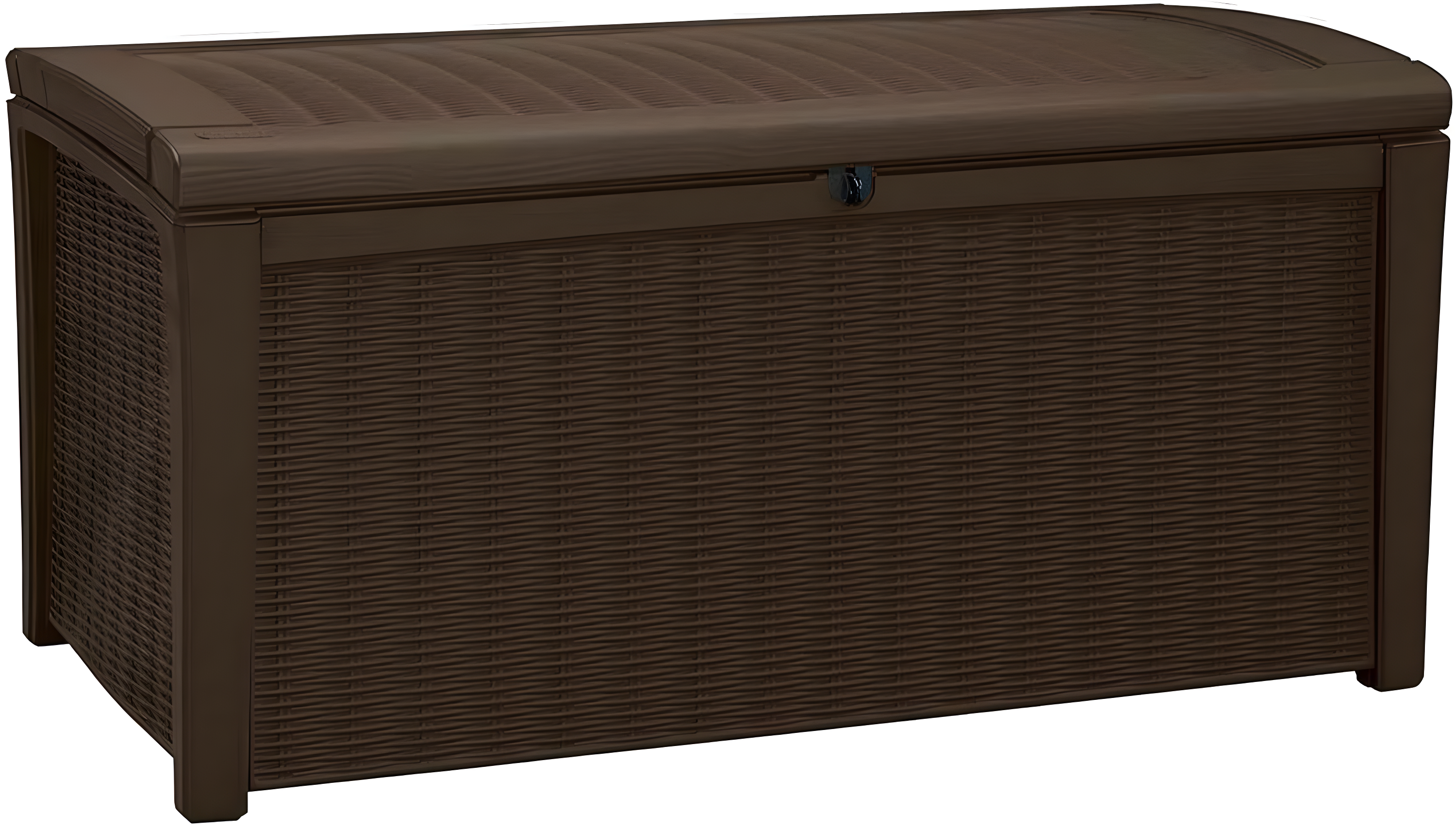 Keter Borneo 110 Gallon Rattan Wicker Resin Patio Deck Storage Box Bench