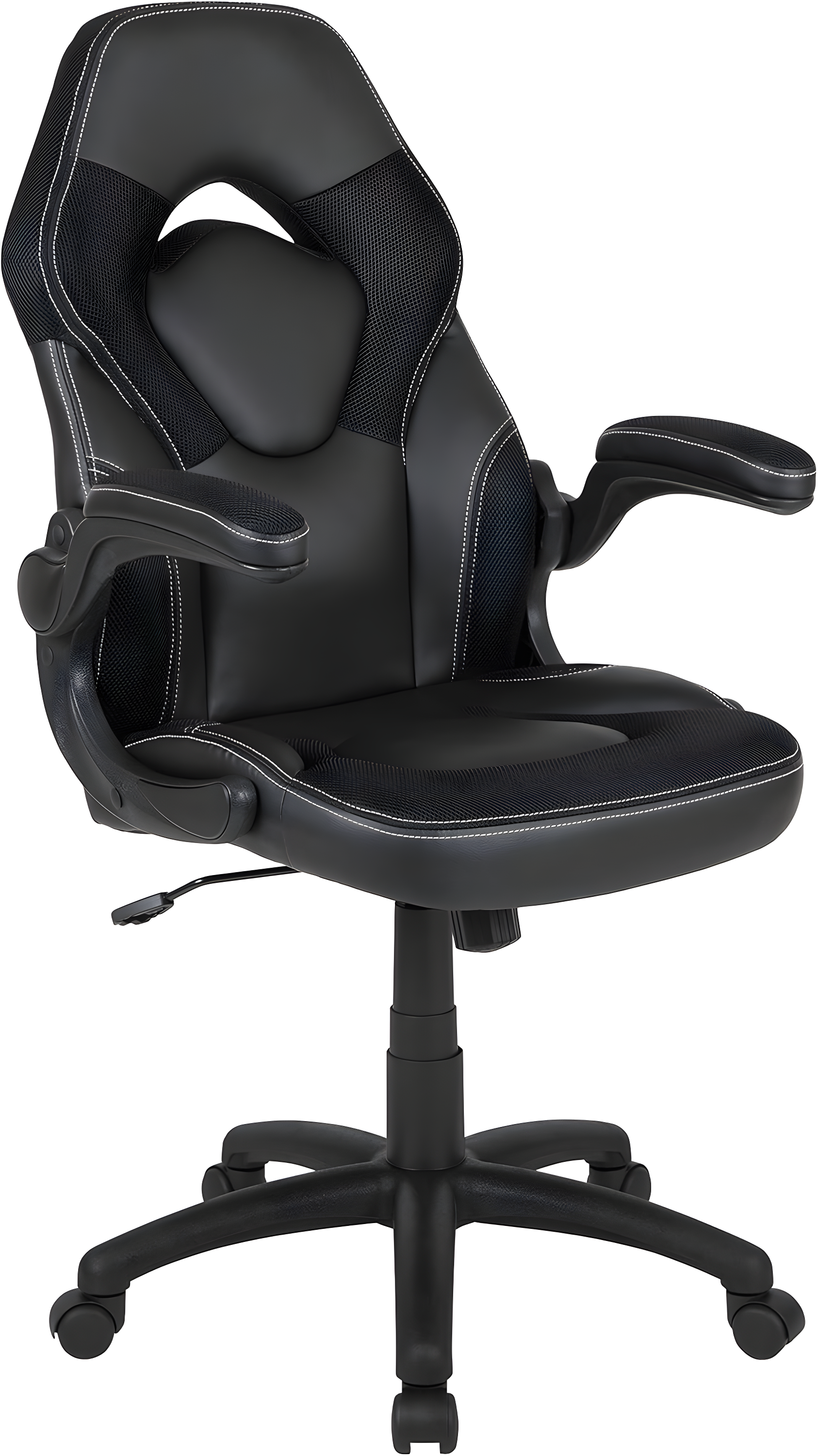 Flash Furniture X10 Gaming Chair, Racing Style Ergonomic Office Chair, Height Adjustable Swivel Computer Chair with Flip-Up Arms, Black LeatherSoft