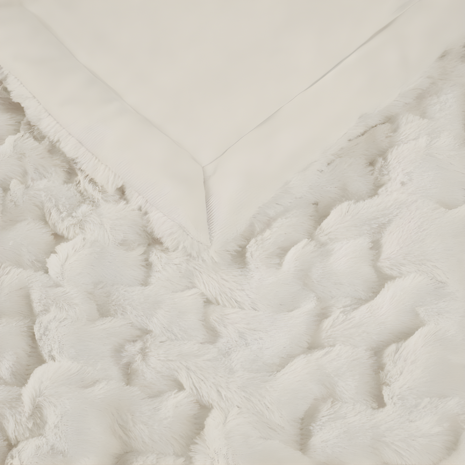 Madison Park Ivory Ruched Fur Throw 50x60"