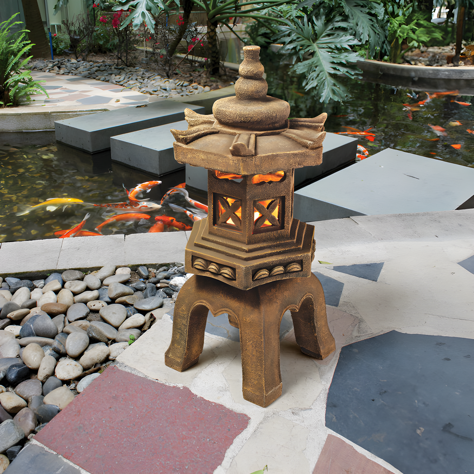 Design Toscano Sacred Pagoda Lantern Illuminated Statue