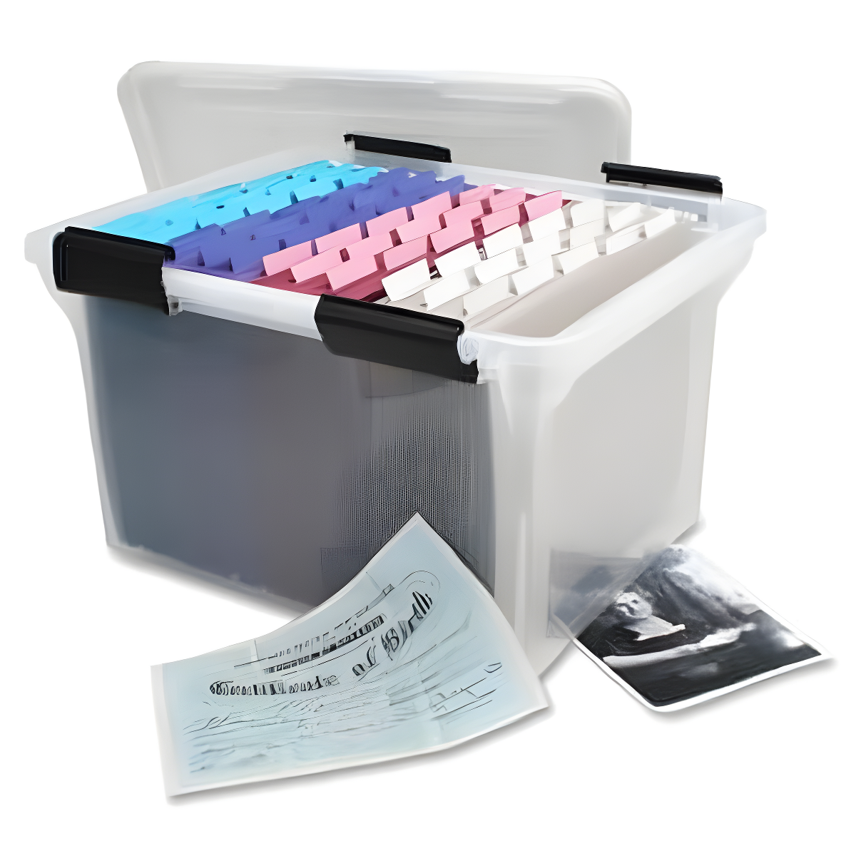 IRIS USA WeatherPro File Organizer Plastic File Box for Letter/Legal File, Clear, 32 Qt. 1Pack