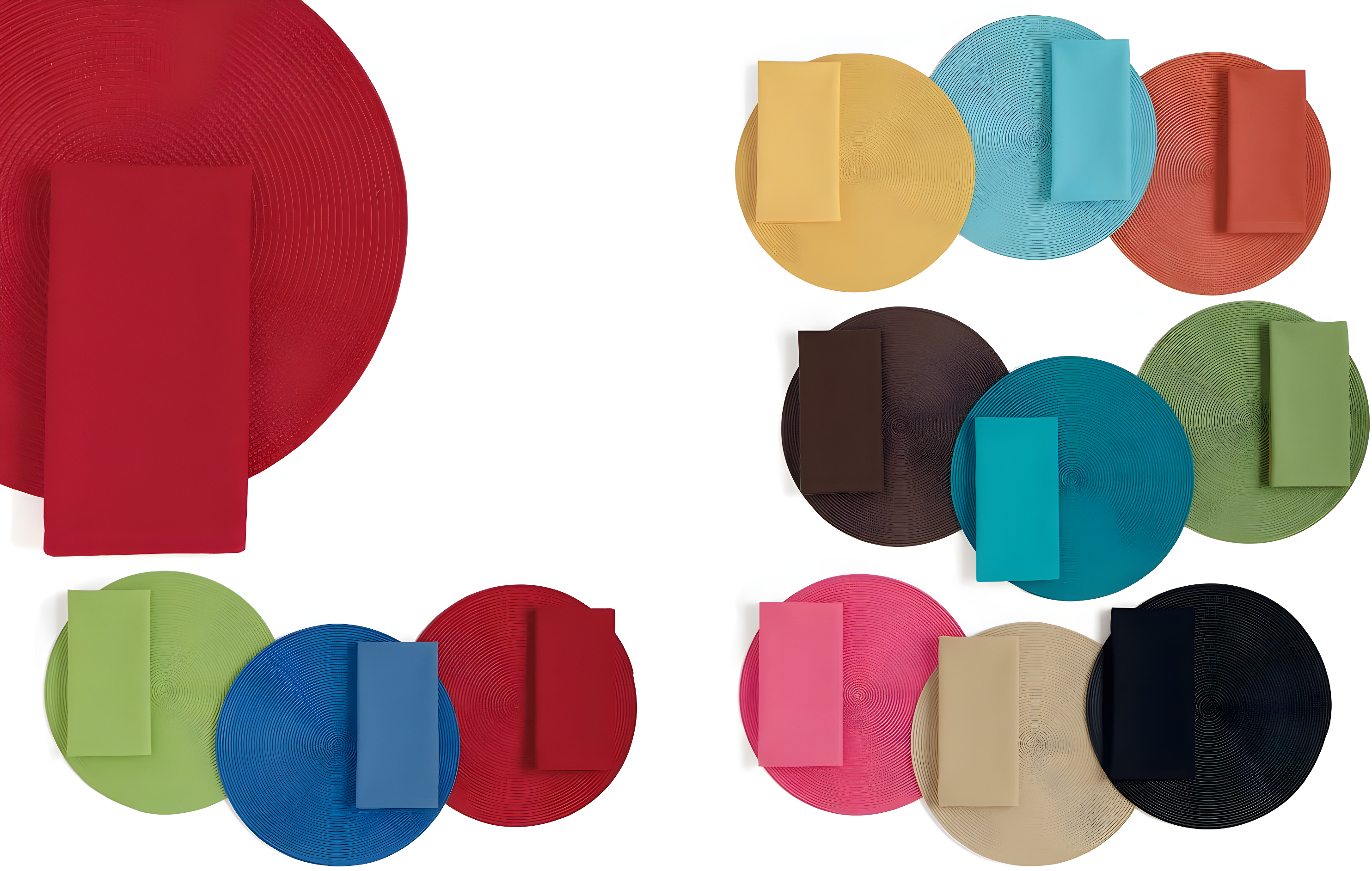 Red Round Braided Placemats Set of 6 for Dining Tables