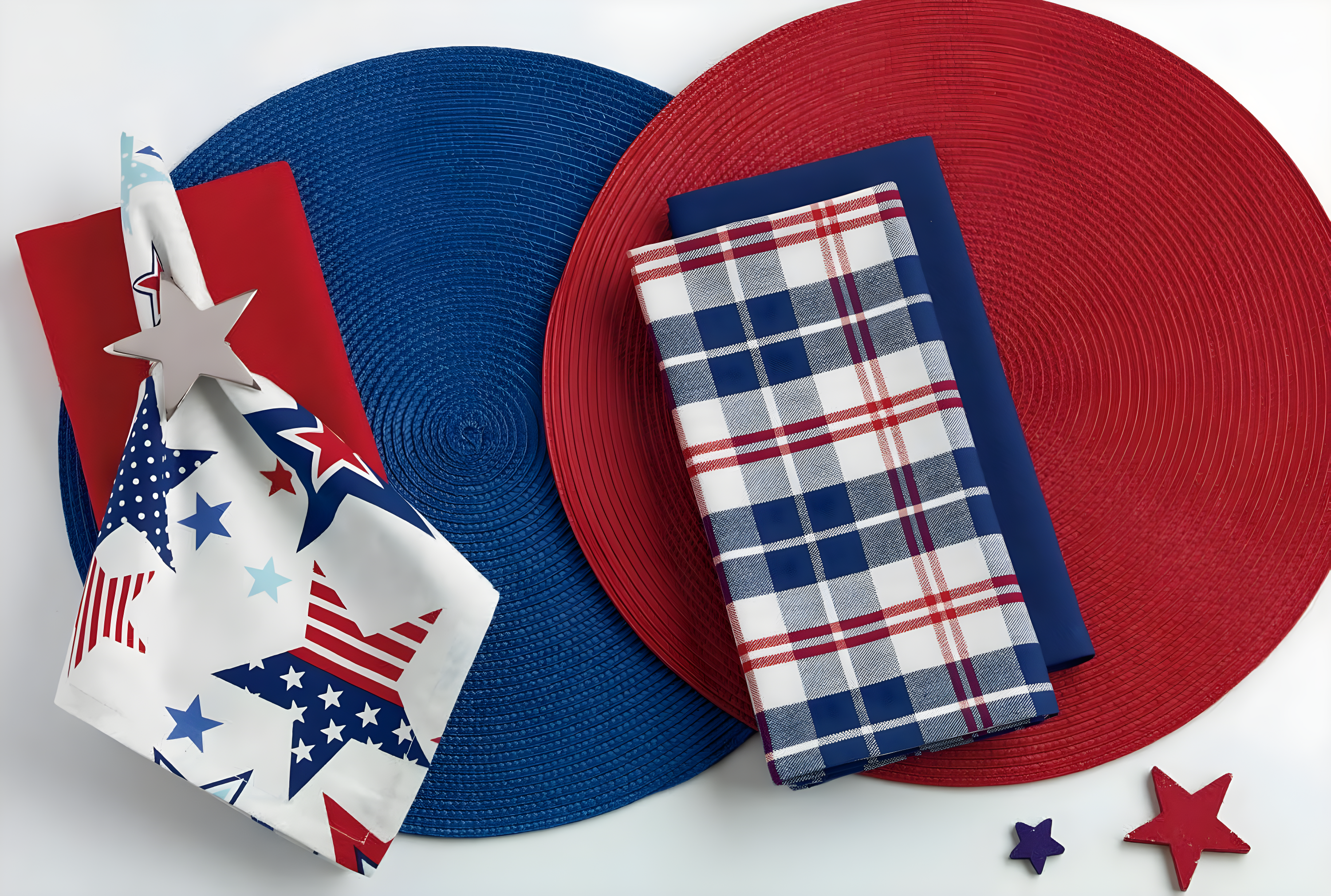 Red Round Braided Placemats Set of 6 for Dining Tables