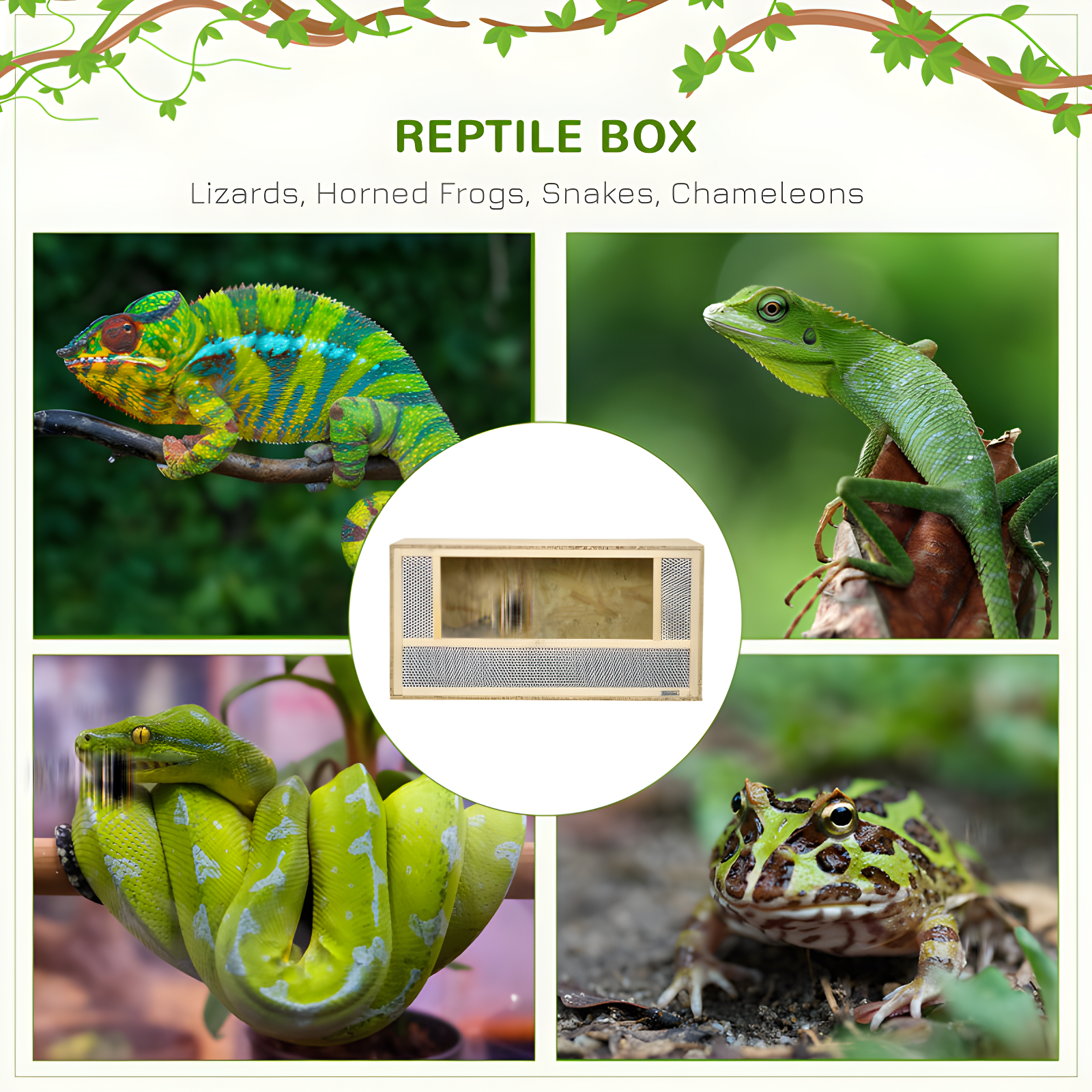Reptile Terrarium, Reptile Tank 31.5" X 15.7" X 15.7" With Sliding Door For Chameleon, Lizard, Snake, Frog, Turtle, 33.8 Gallon