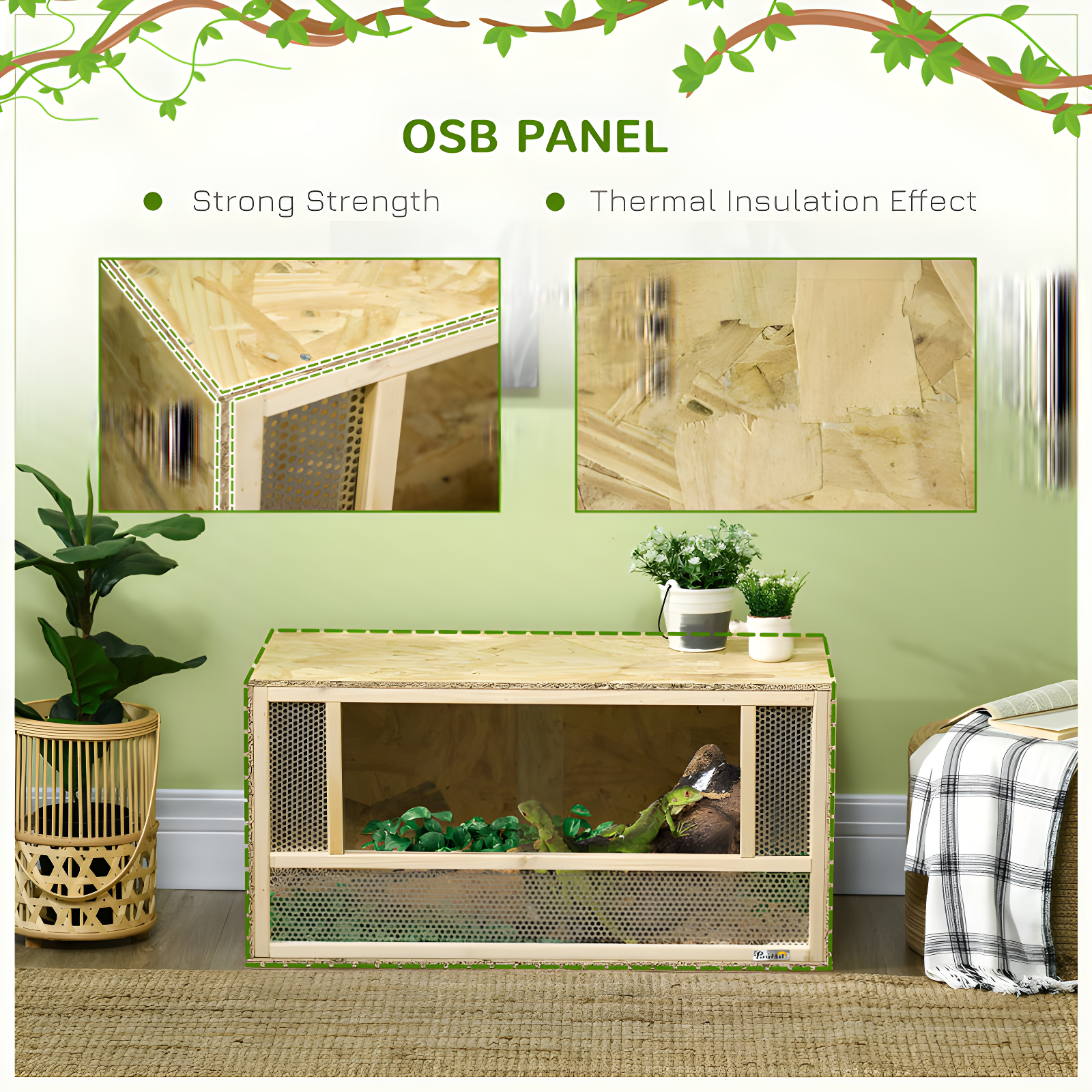Reptile Terrarium, Reptile Tank 31.5" X 15.7" X 15.7" With Sliding Door For Chameleon, Lizard, Snake, Frog, Turtle, 33.8 Gallon