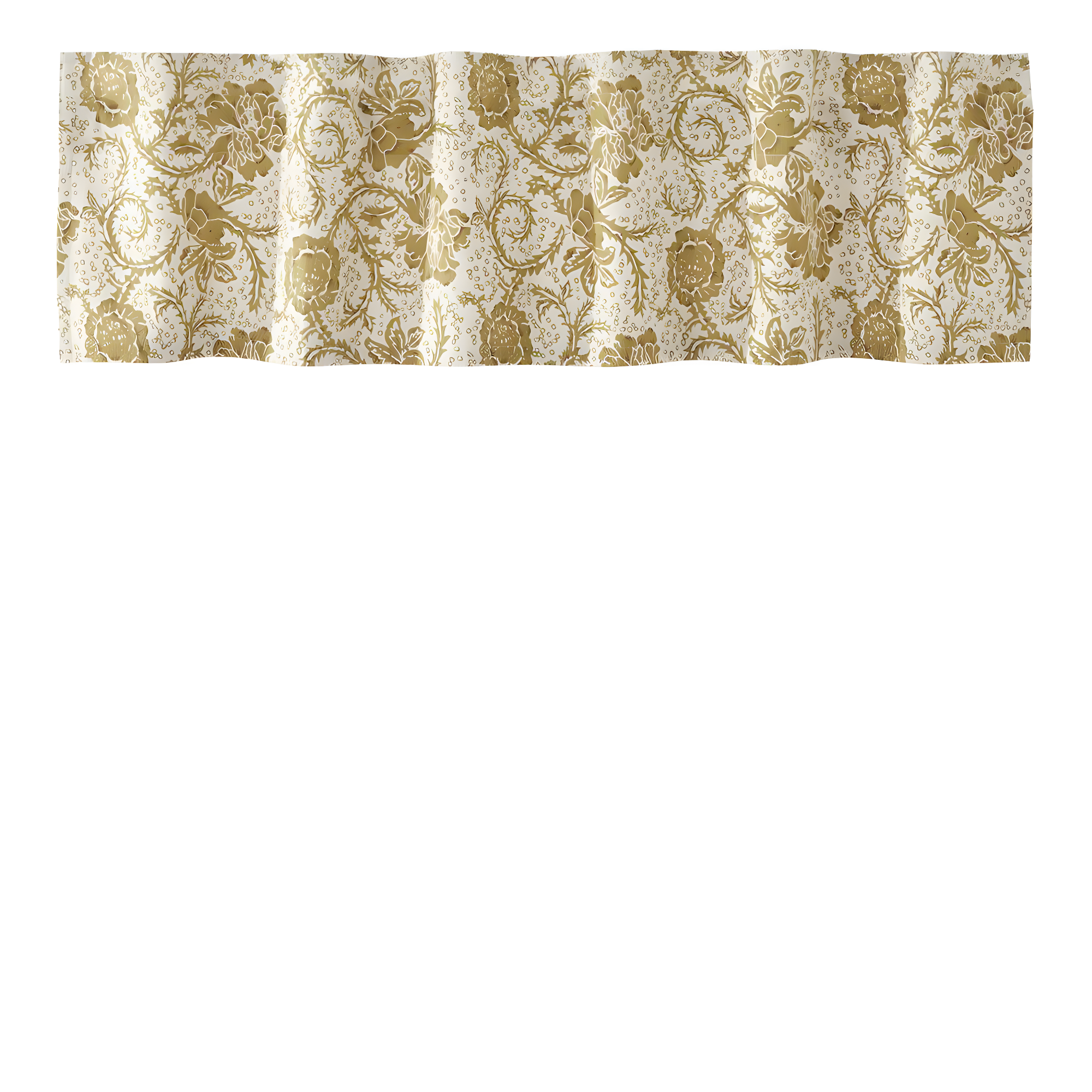 VHC Brands Dorset, Farmhouse Window Valance Curtain, Floral, Gold, 16x60