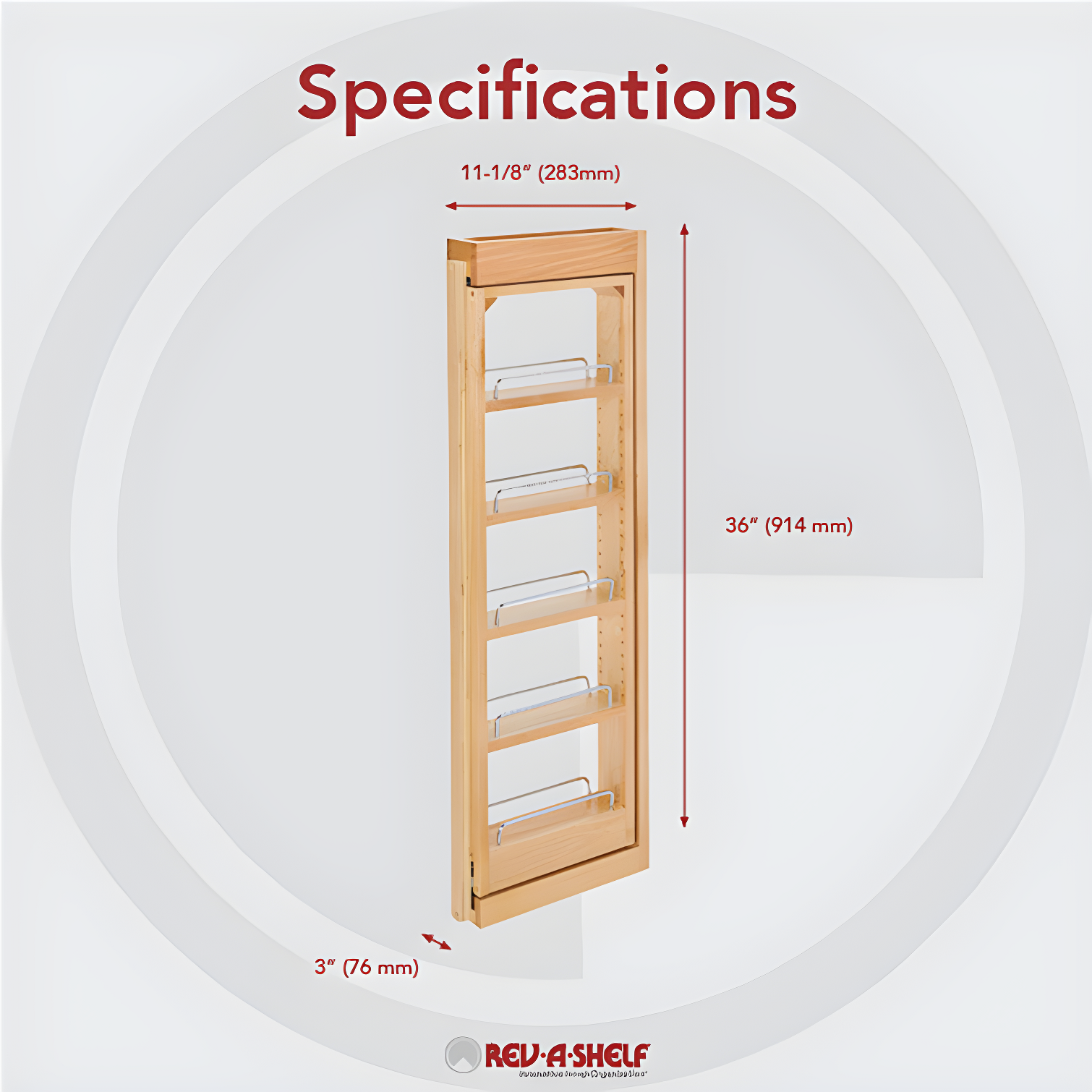 Rev-A-Shelf Rev-A-Shelf Pull Out Wall Filler Cabinet Wooden Organizer