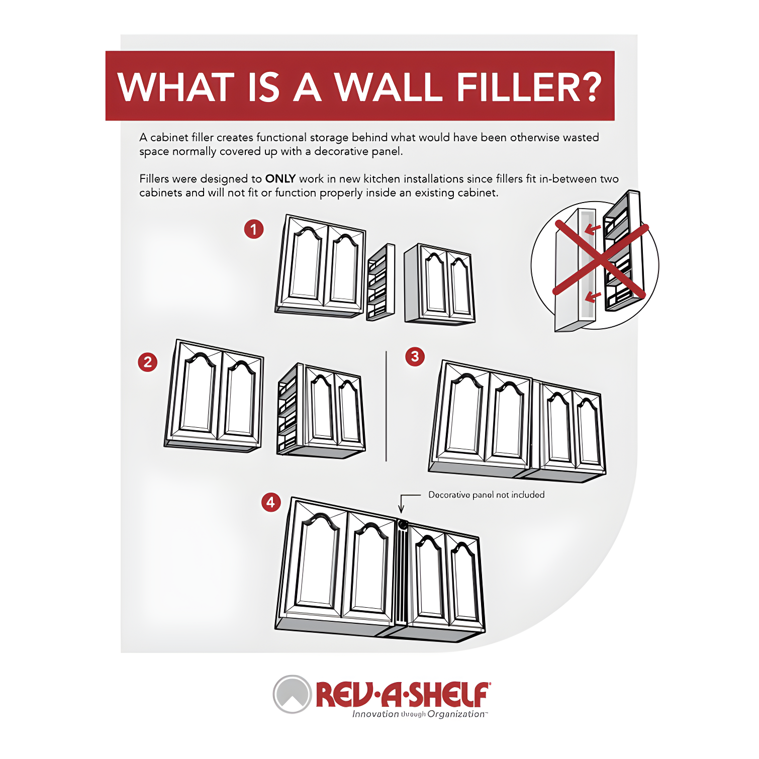 Rev-A-Shelf Rev-A-Shelf Pull Out Wall Filler Cabinet Wooden Organizer