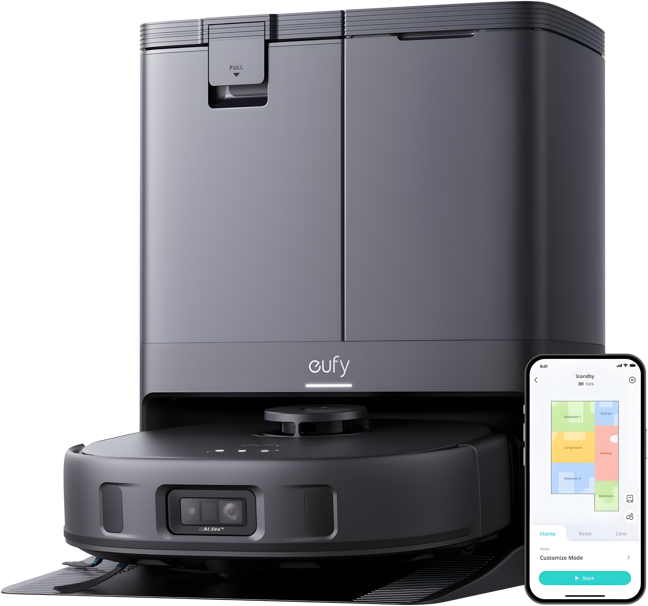 eufy X10 Pro Omni Robot Vacuum and Mop with 8,000 Pa Suction, Dual Mops with 12 mm Auto-Lift and Carpet Detection, AI Obstacle Avoidance, Auto Mop Washing, Auto Drying, Self-Emptying, Self-Refilling