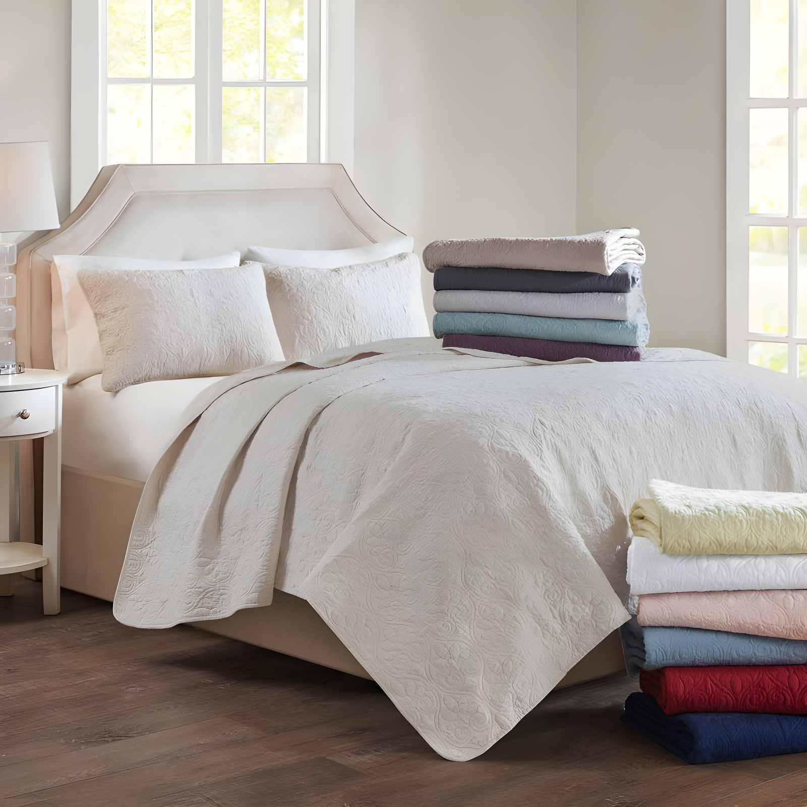 Madison Park 3pc King/California King Vancouver Reversible Coverlet Set Seafoam: Includes 2 Shams