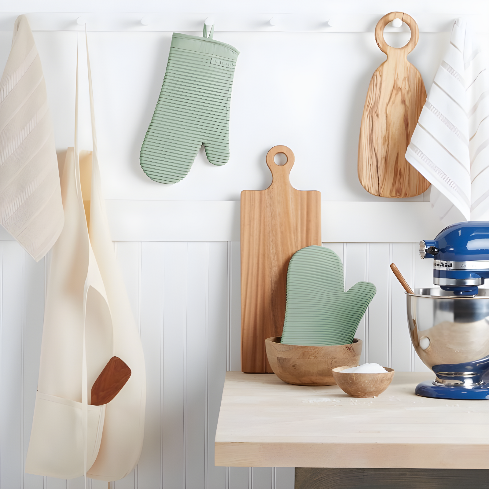 KitchenAid Pistachio Ribbed Soft Silicone Oven Mitts, Set of 2