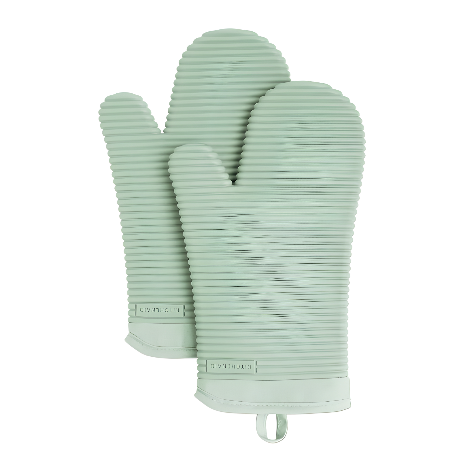 KitchenAid Pistachio Ribbed Soft Silicone Oven Mitts, Set of 2