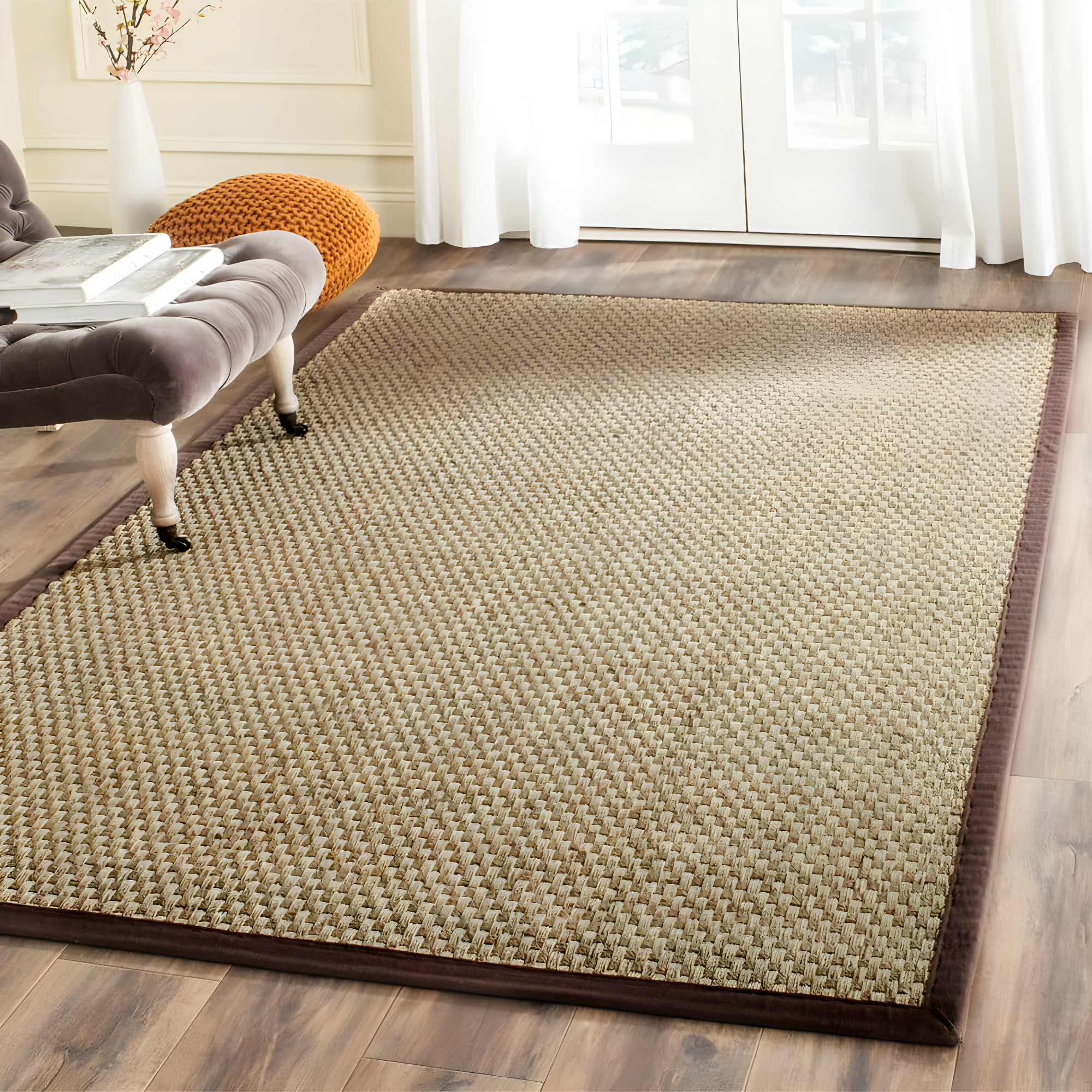 Natural Fiber NF114 Power Loomed Indoor Area Rug - Natural/Dark Brown - 4'x6' - Safavieh.